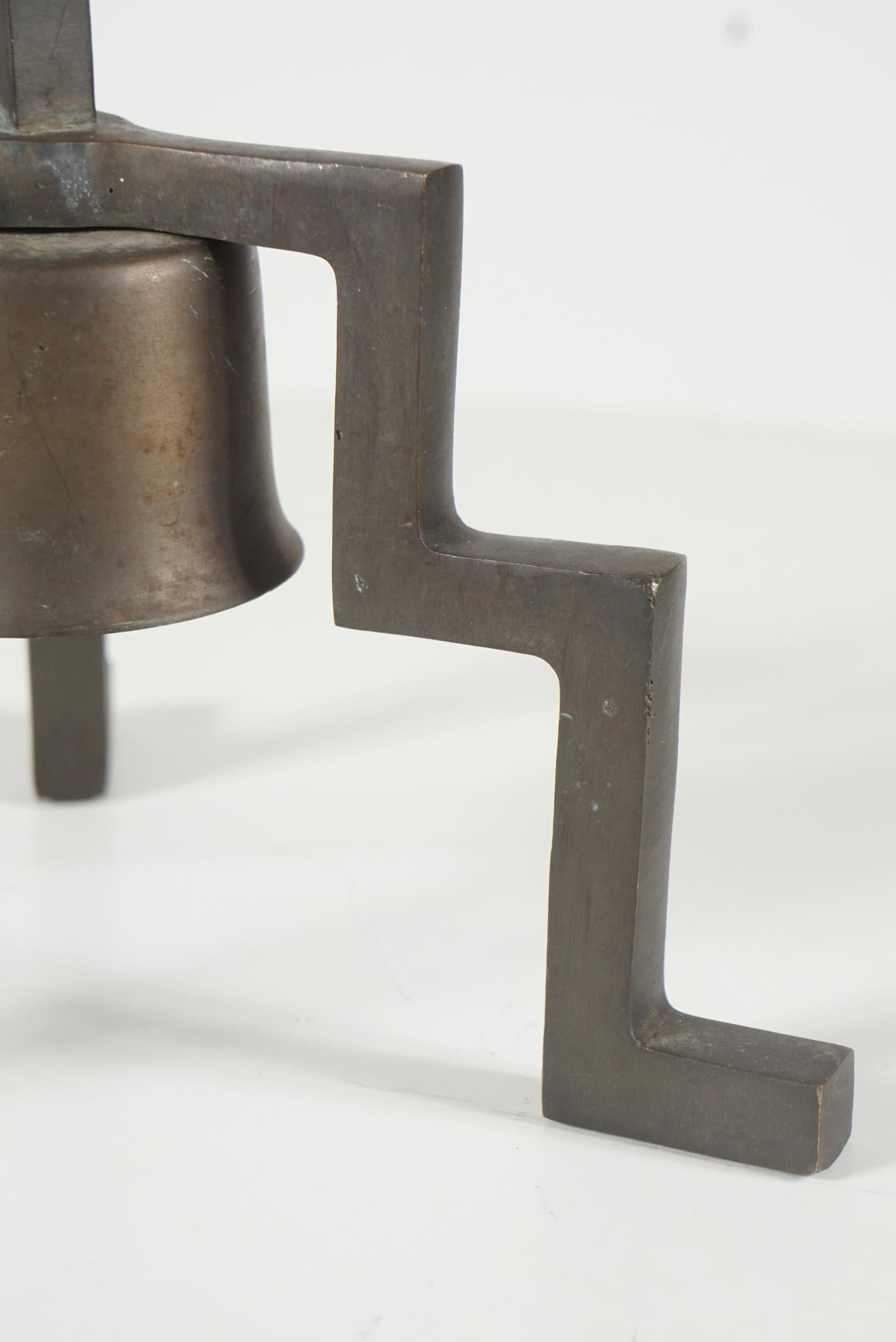 Pair of Industrial Footed Lamps with Mirrored Shades For Sale 2