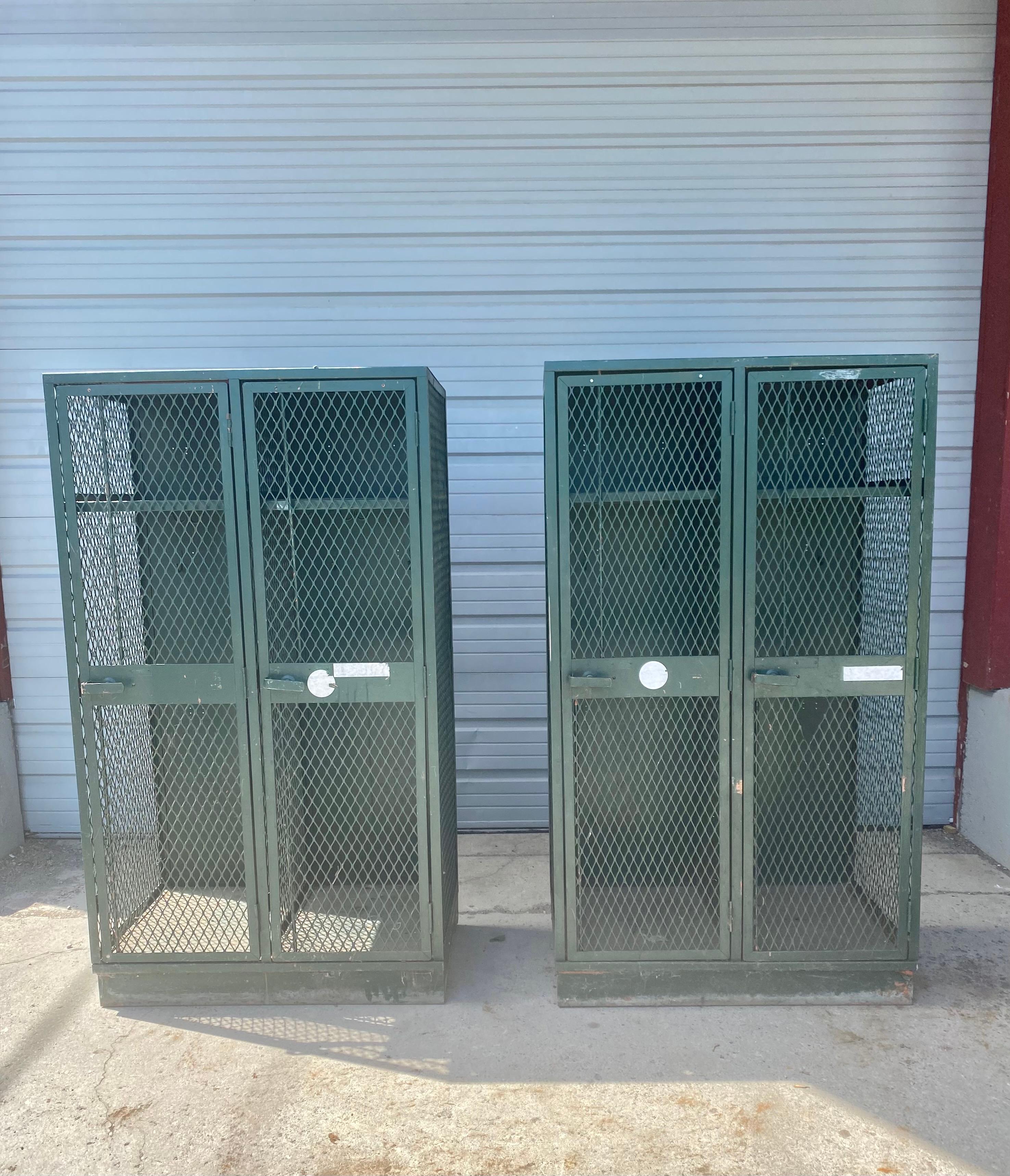 Pair Industrial Metal Steel Cage Mesh Lockers Cabinets Storage For Pair Industrial Metal Steel Cage Mesh Lockers Cabinets Storage For