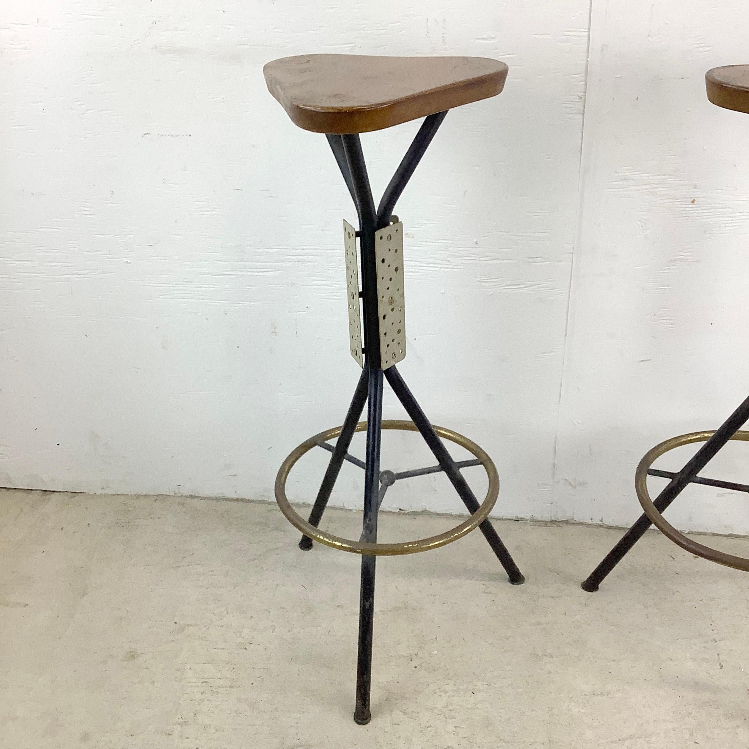 Pair Industrial Modern Barstools For Sale 7