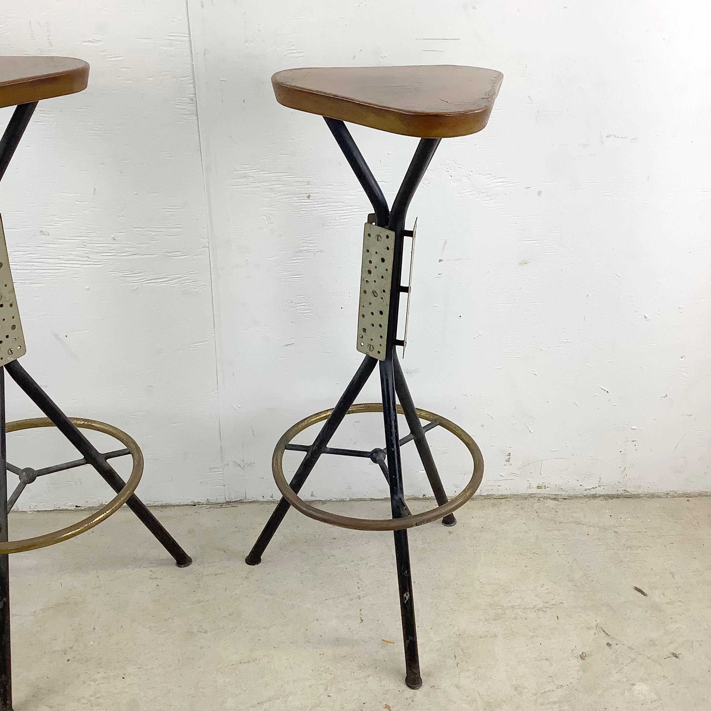 Pair Industrial Modern Barstools For Sale 8