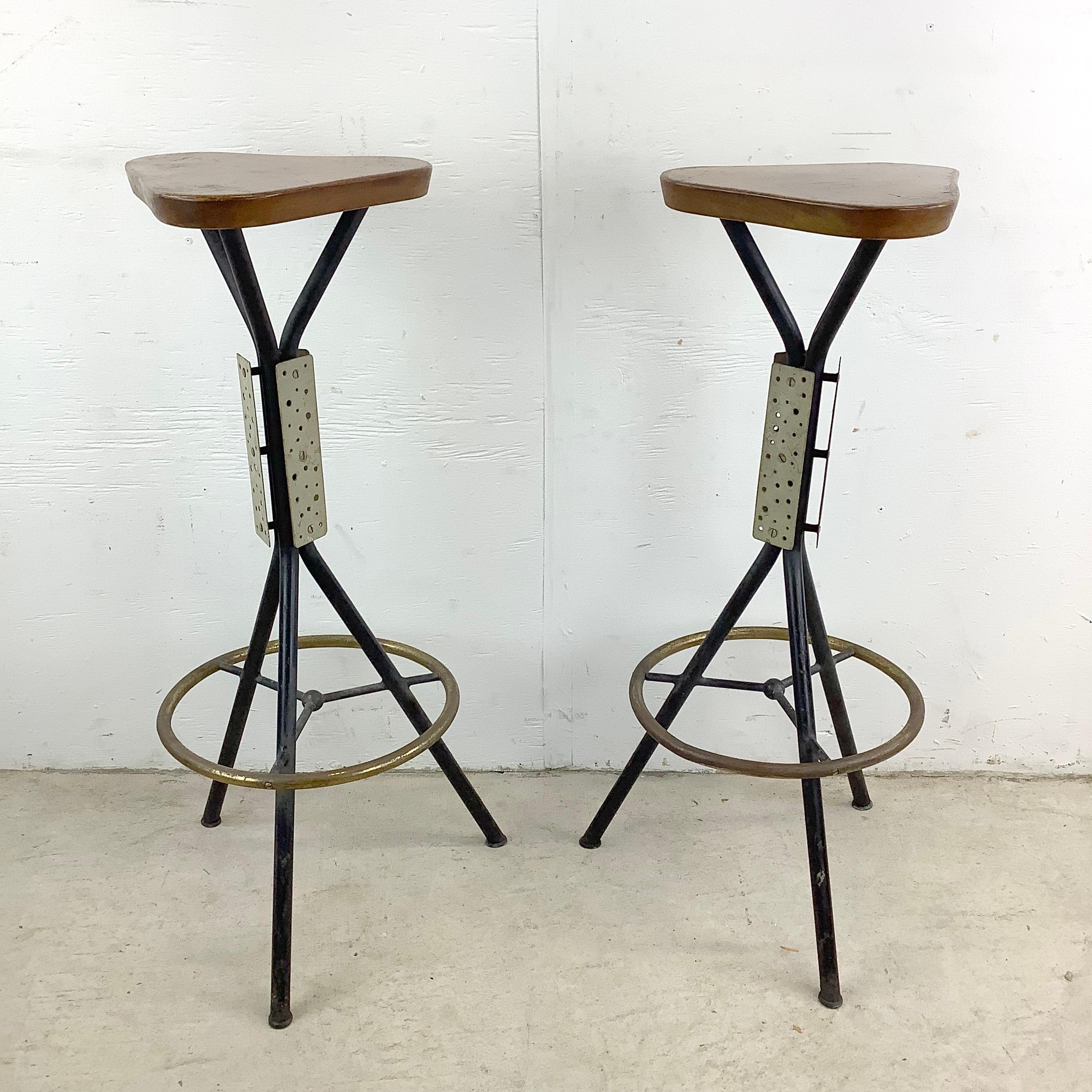 Pair Industrial Modern Barstools For Sale 9