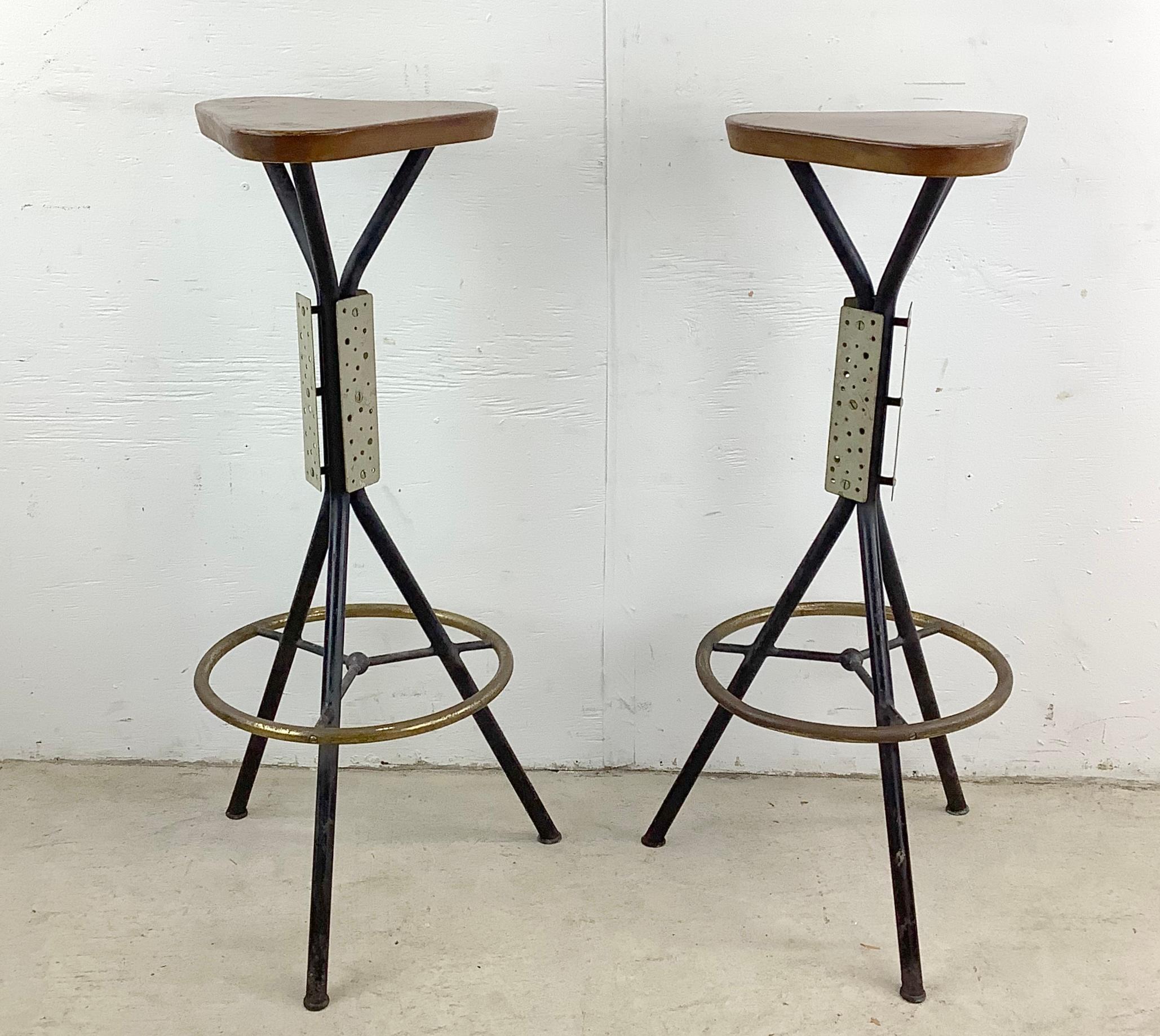 Check out this pair of Industrial Modern Stools – a dynamic duo that effortlessly merges sleek contemporary design with rugged industrial charm. Crafted with precision and style in mind, these stools are not just functional seating options but