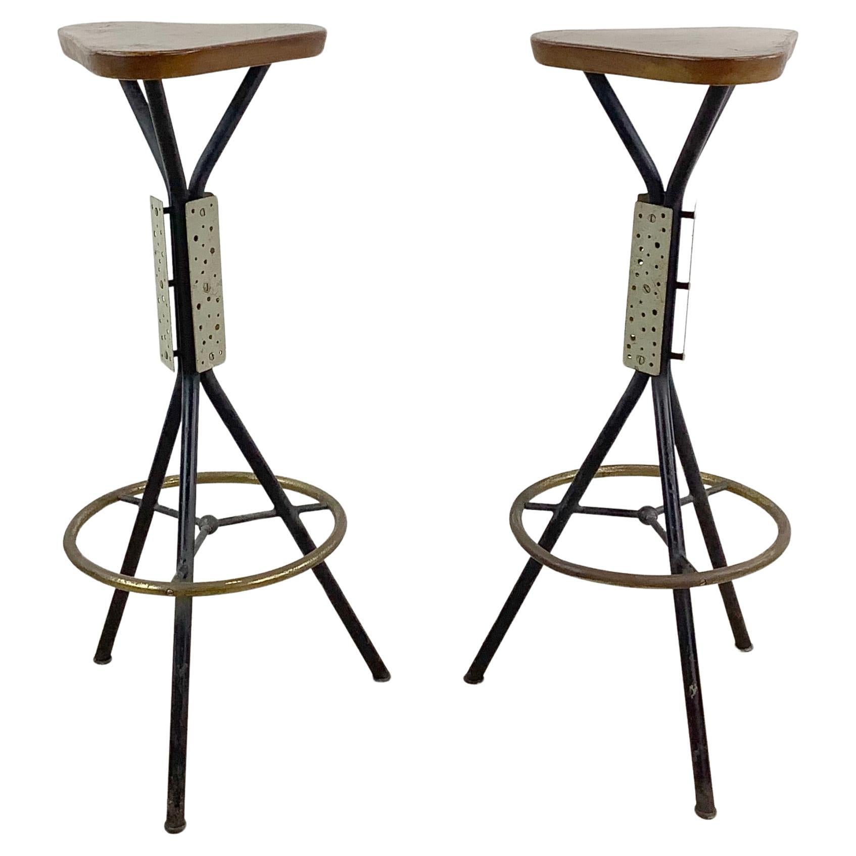 Pair Industrial Modern Barstools