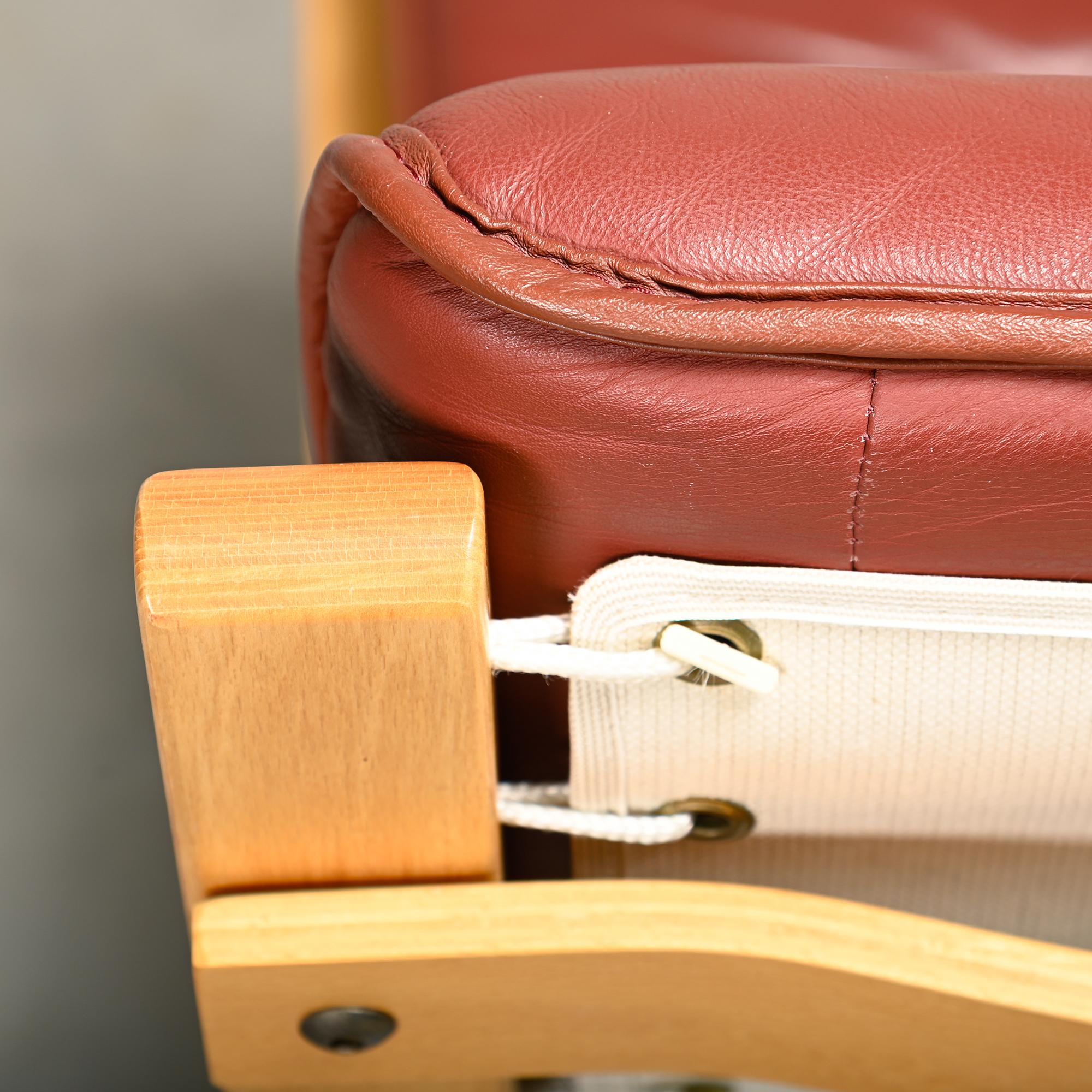 Paire de chaises longues Ingmar Relling en Beeche et cuir bourgogne, Westnofa en vente 4