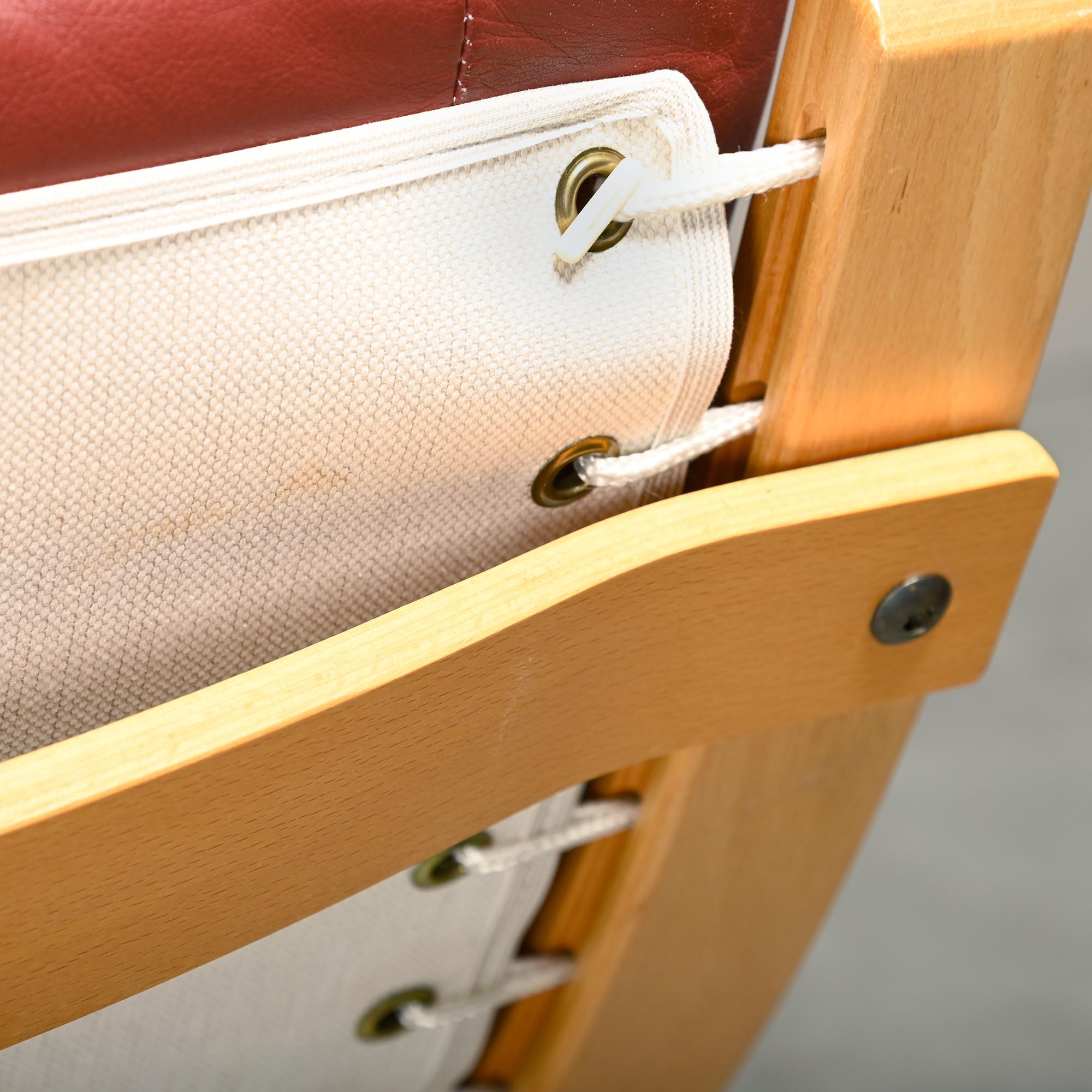 Paire de chaises longues Ingmar Relling en Beeche et cuir bourgogne, Westnofa en vente 6