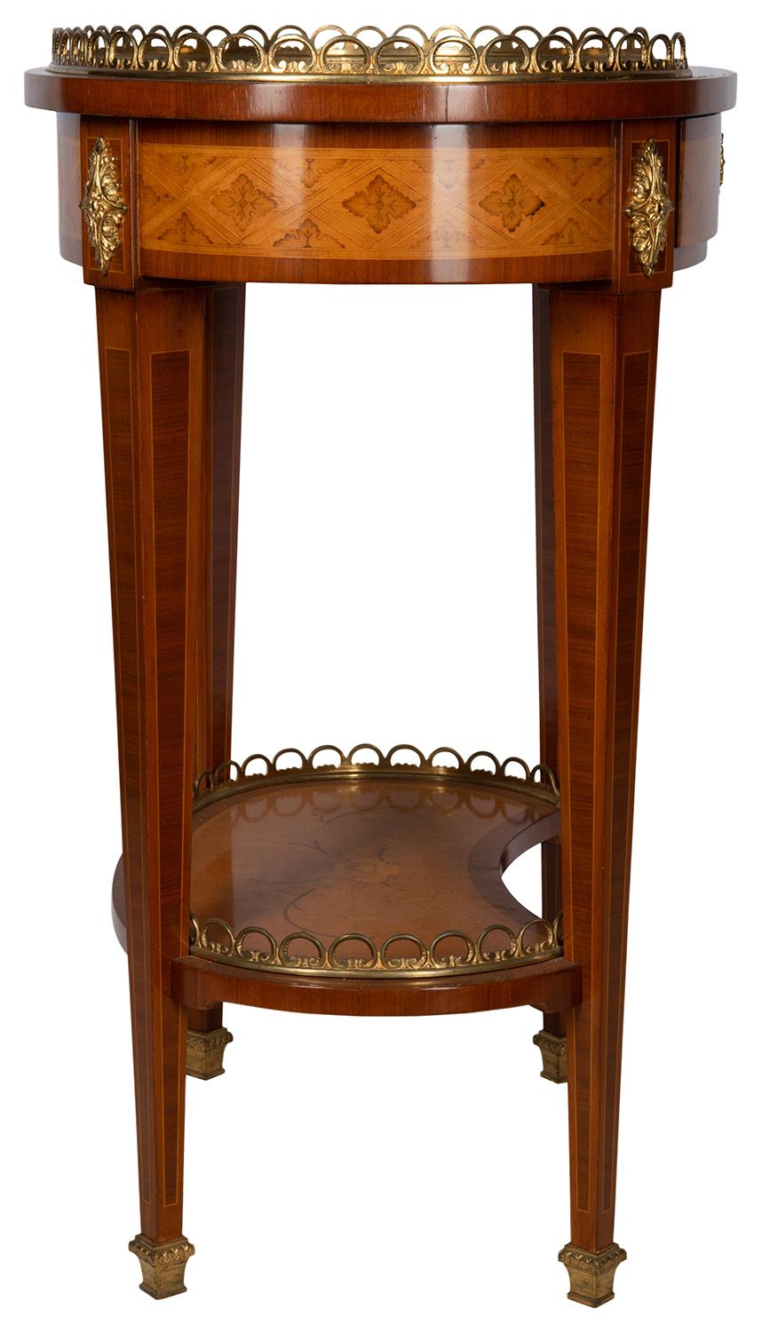 Pair of Inlaid Louis XVI Style Oval Side Tables, 1920s 3