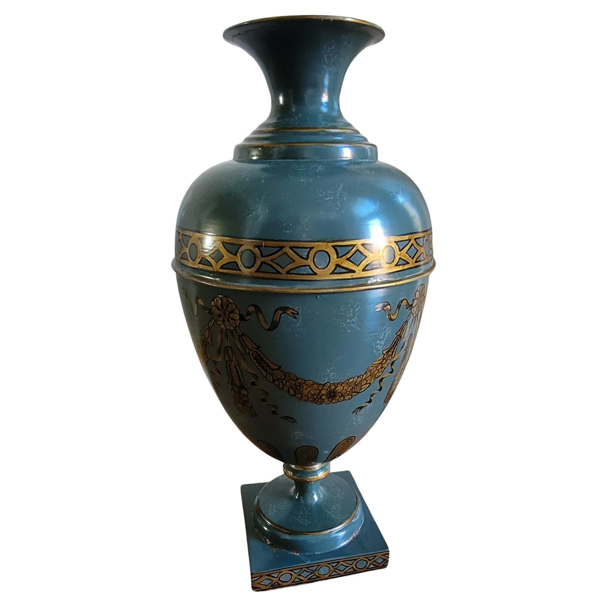 American Pair Interior Concepts Hand-Painted Metal Vases For Sale