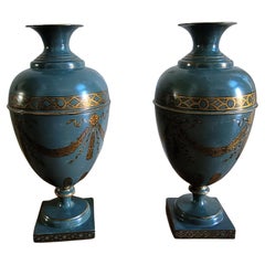 Pair Interior Concepts Hand-Painted Metal Vases
