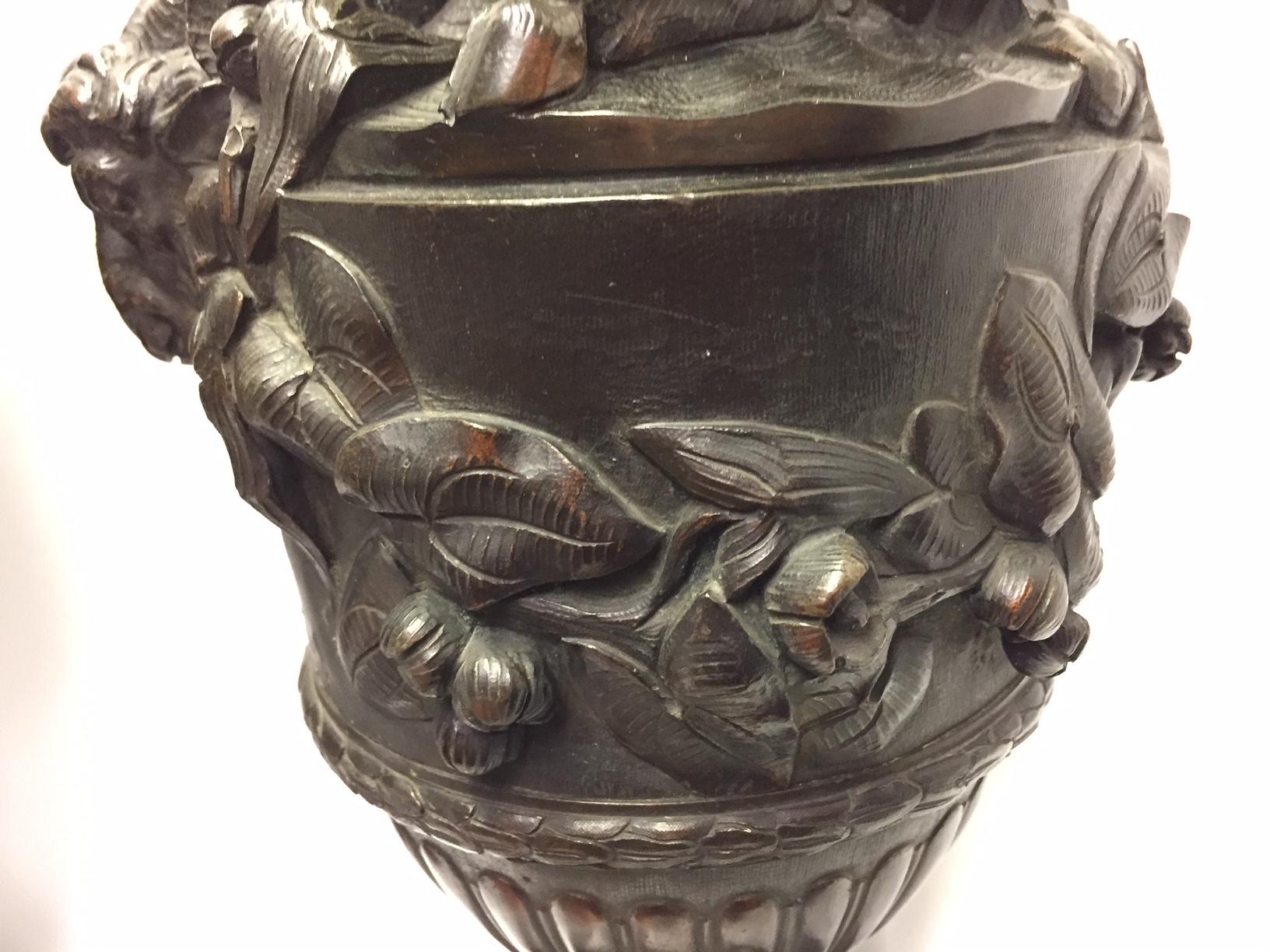 Pair iof French Patinated Bronze Urn Ewers, 19th Century 6