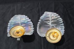 Pair Iridescent Wall Sconces Italian Design Mid-Century Leaves, 1940s