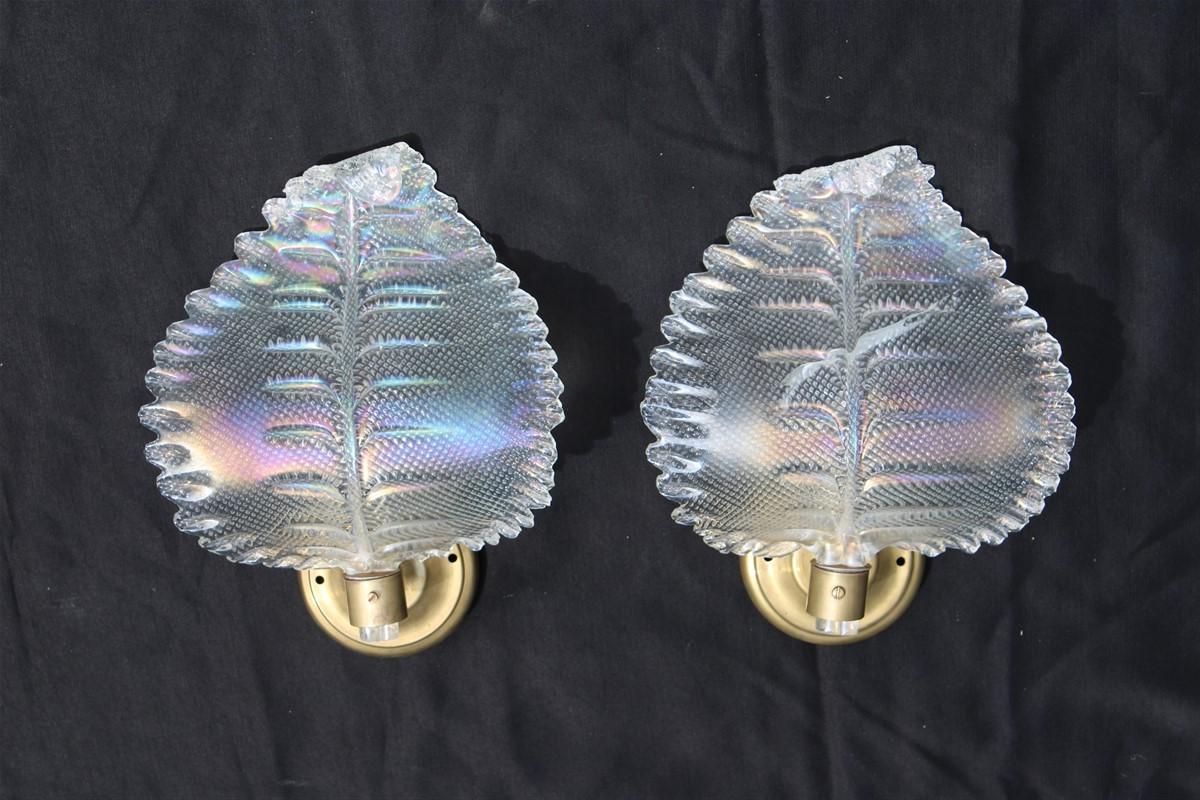 Coppia di lampade da parete iridescenti Design italiano metà secolo Foglie, anni '40 in vendita 2