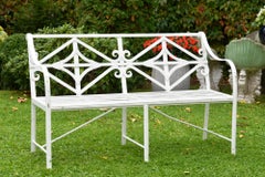 Pair of Iron Garden Benches England, 19th Century European White