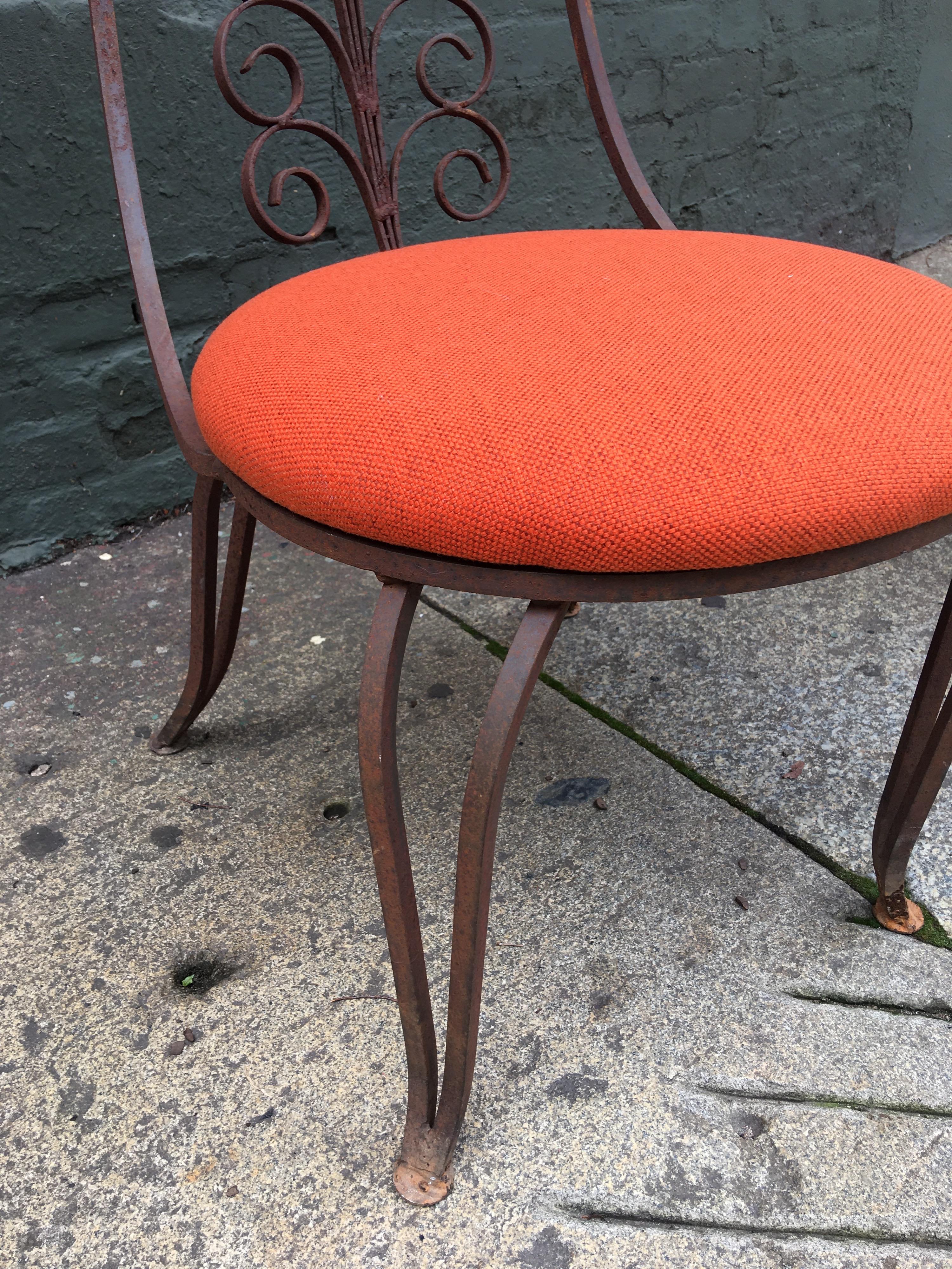 American Pair of Iron High Back Chairs in the Style of Salterini