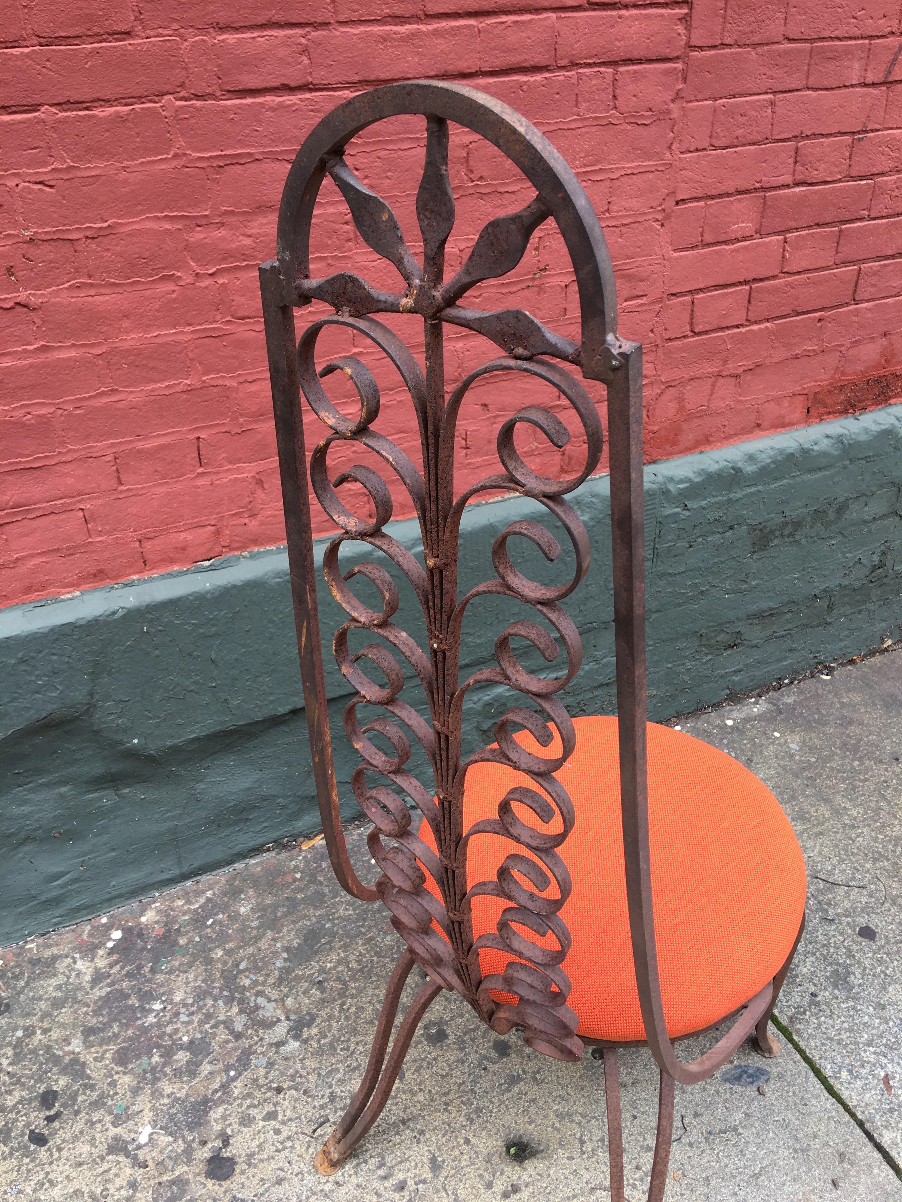 Pair of Iron High Back Chairs in the Style of Salterini In Good Condition In Philadelphia, PA