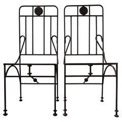 Pair Iron Sculpture Giacometti Style Vintage Accent Chairs