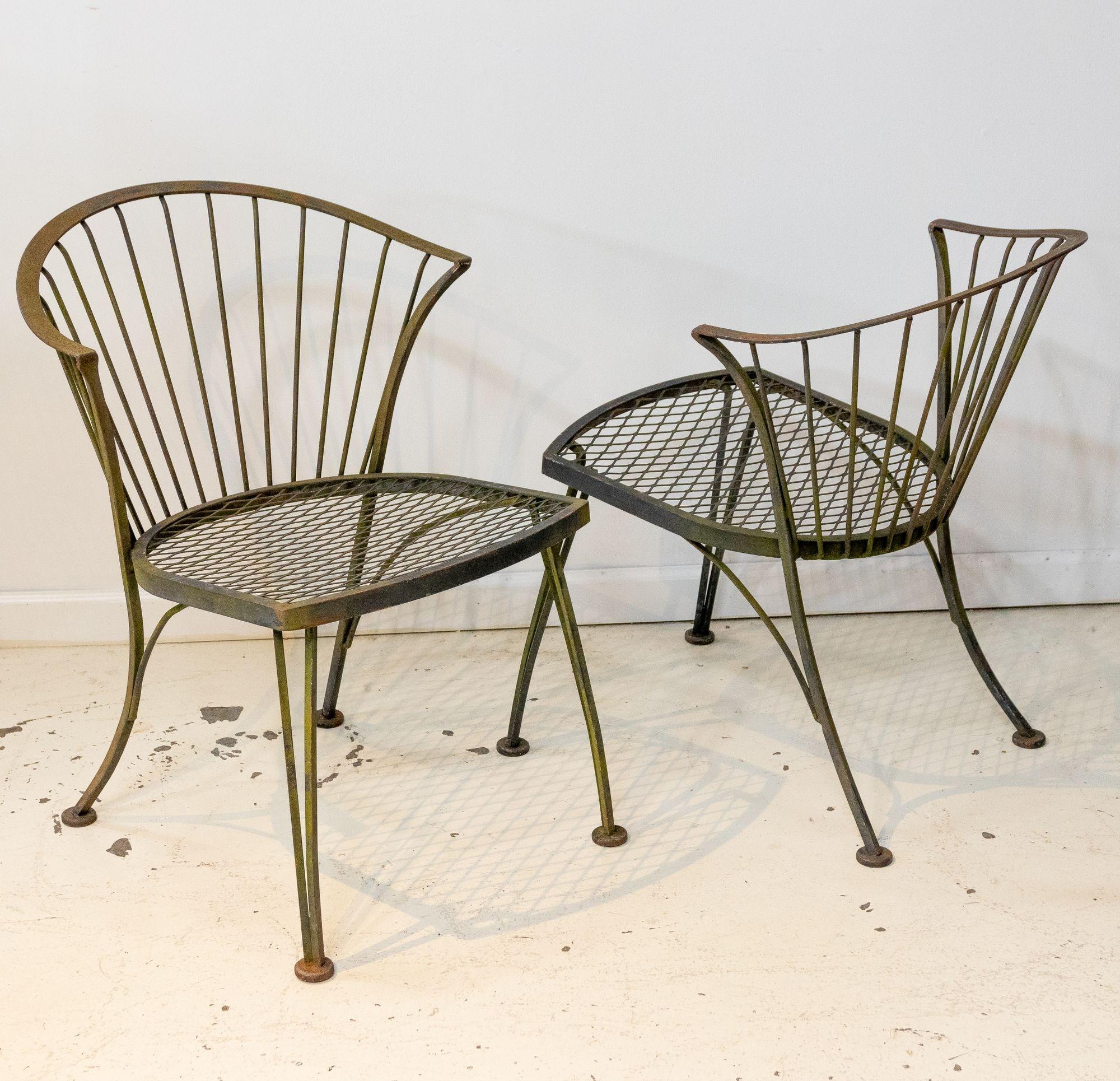 Mid-20th Century Pair Iron Side Chairs