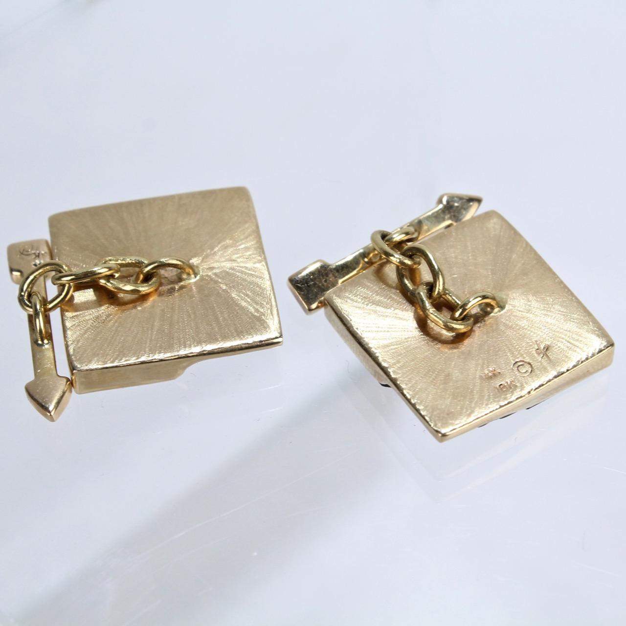 Pair of Isabelle Posillico Geometric Onyx and Gold 1980s Memphis Style Cufflinks 4