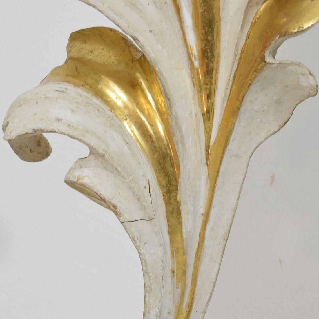 Pair Italian 18/19th Century Hand Carved Giltwood Acanthus Leaf Curl Ornaments For Sale 12