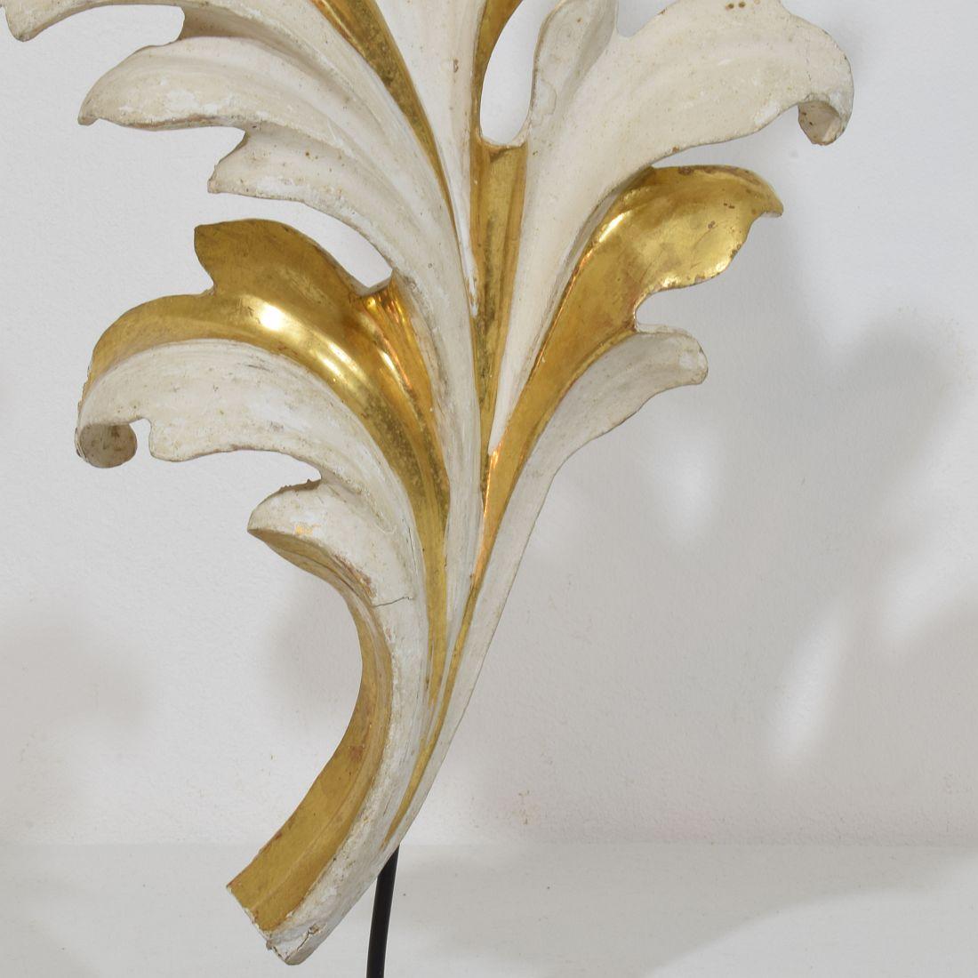 Pair Italian 18/19th Century Hand Carved Giltwood Acanthus Leaf Curl Ornaments For Sale 12