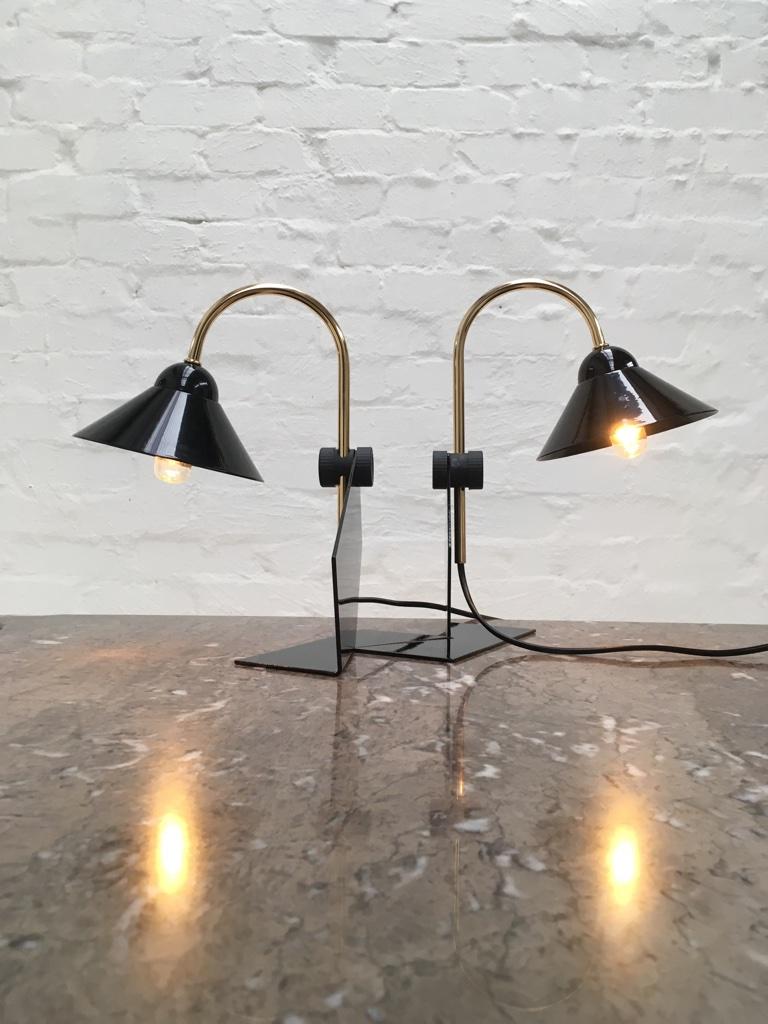 Pair of Italian 1990s Memphis Style Black Metal Bedside Wall or Desk Lamps 4