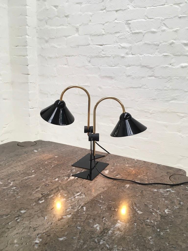 Pair of Italian 1990s Memphis Style Black Metal Bedside Wall or Desk Lamps 8