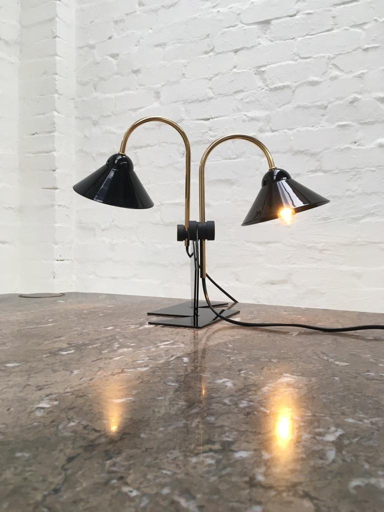 Pair of Italian 1990s Memphis Style Black Metal Bedside Wall or Desk Lamps 9