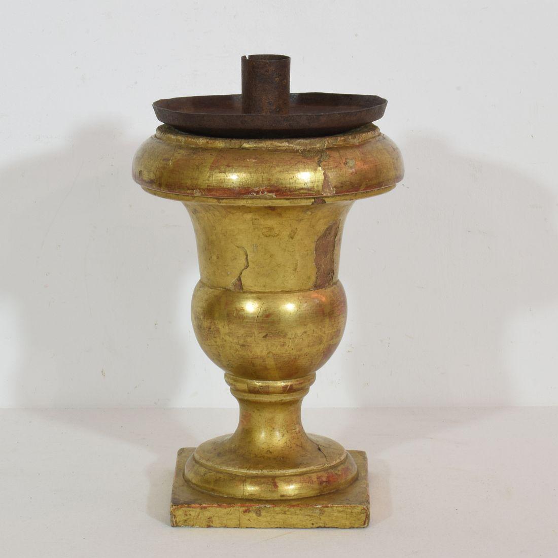 Paire de chandeliers Médicis en bois doré sculpté du XIXe siècle en vente 7