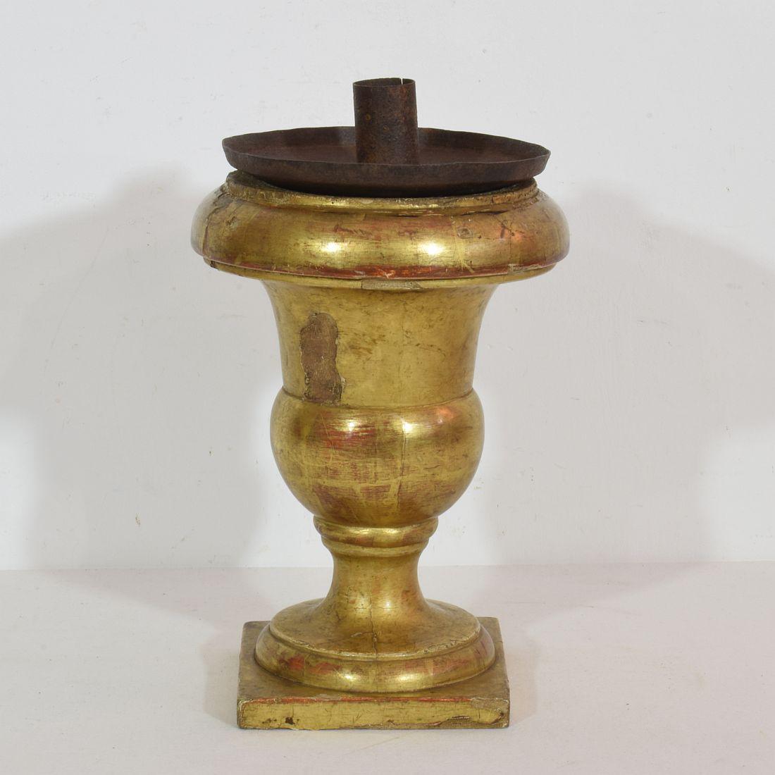 Paire de chandeliers Médicis en bois doré sculpté du XIXe siècle en vente 8