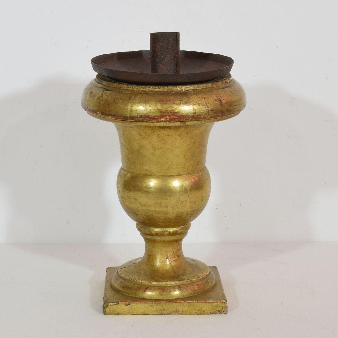 Paire de chandeliers Médicis en bois doré sculpté du XIXe siècle en vente 9