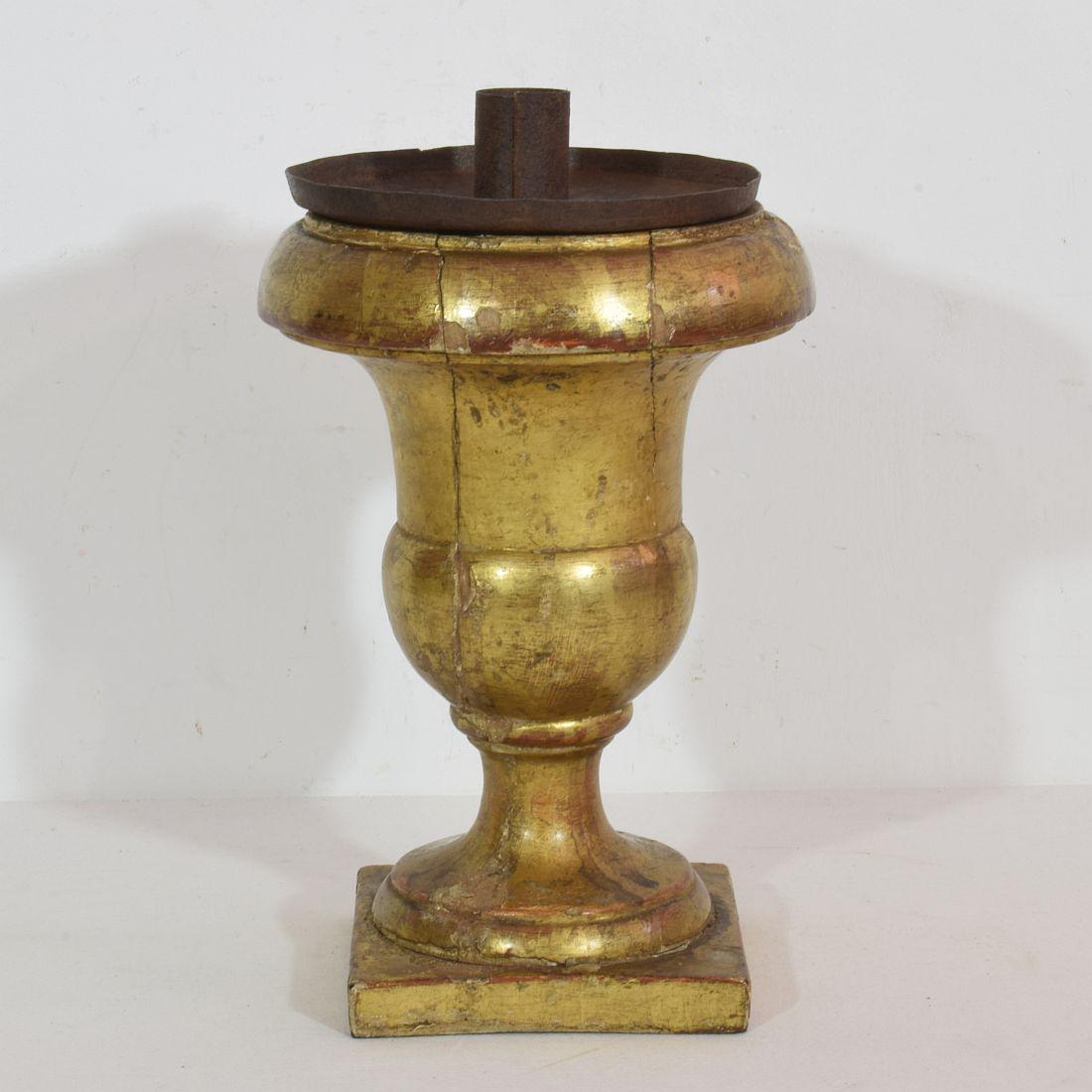 Paire de chandeliers Médicis en bois doré sculpté du XIXe siècle en vente 1