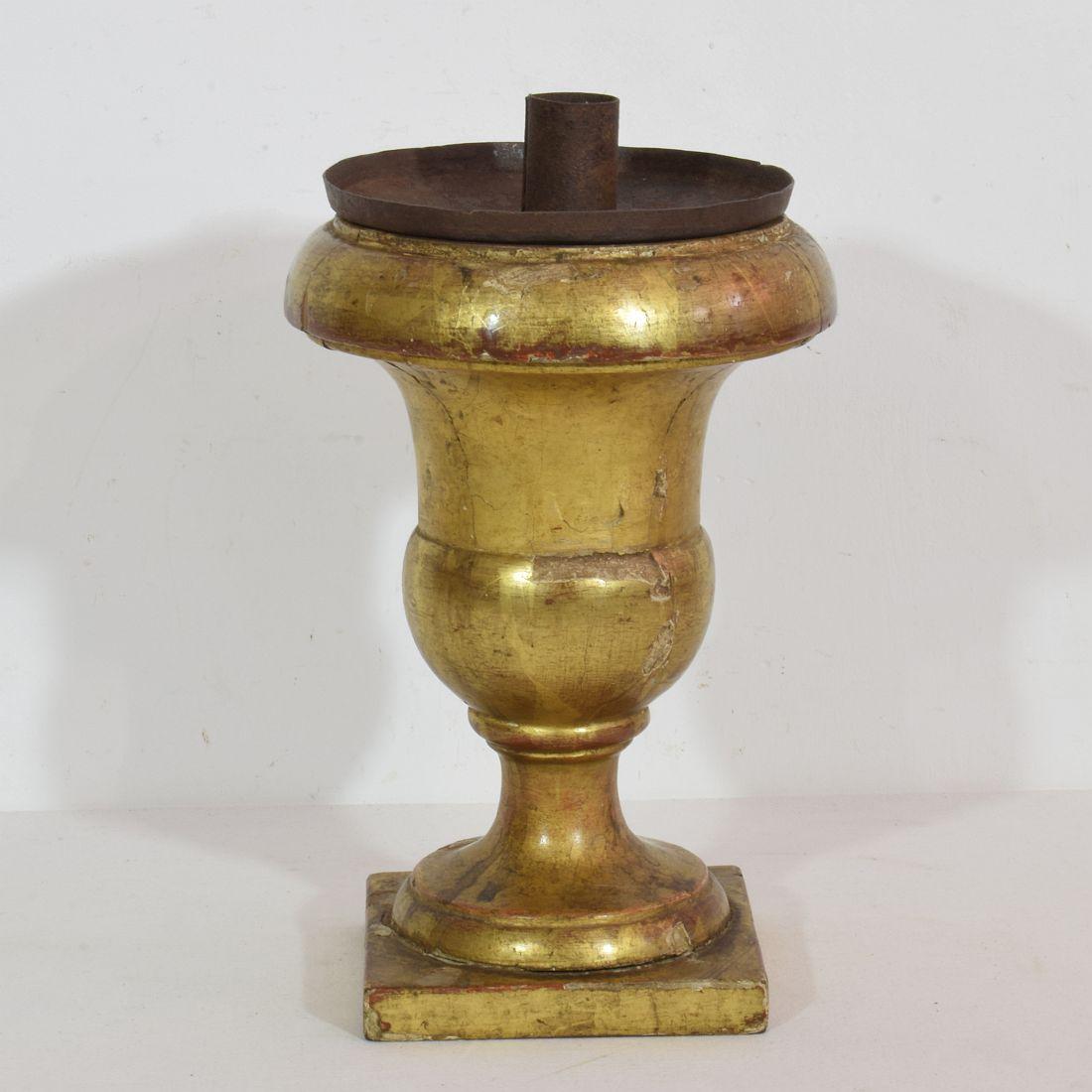 Paire de chandeliers Médicis en bois doré sculpté du XIXe siècle en vente 2