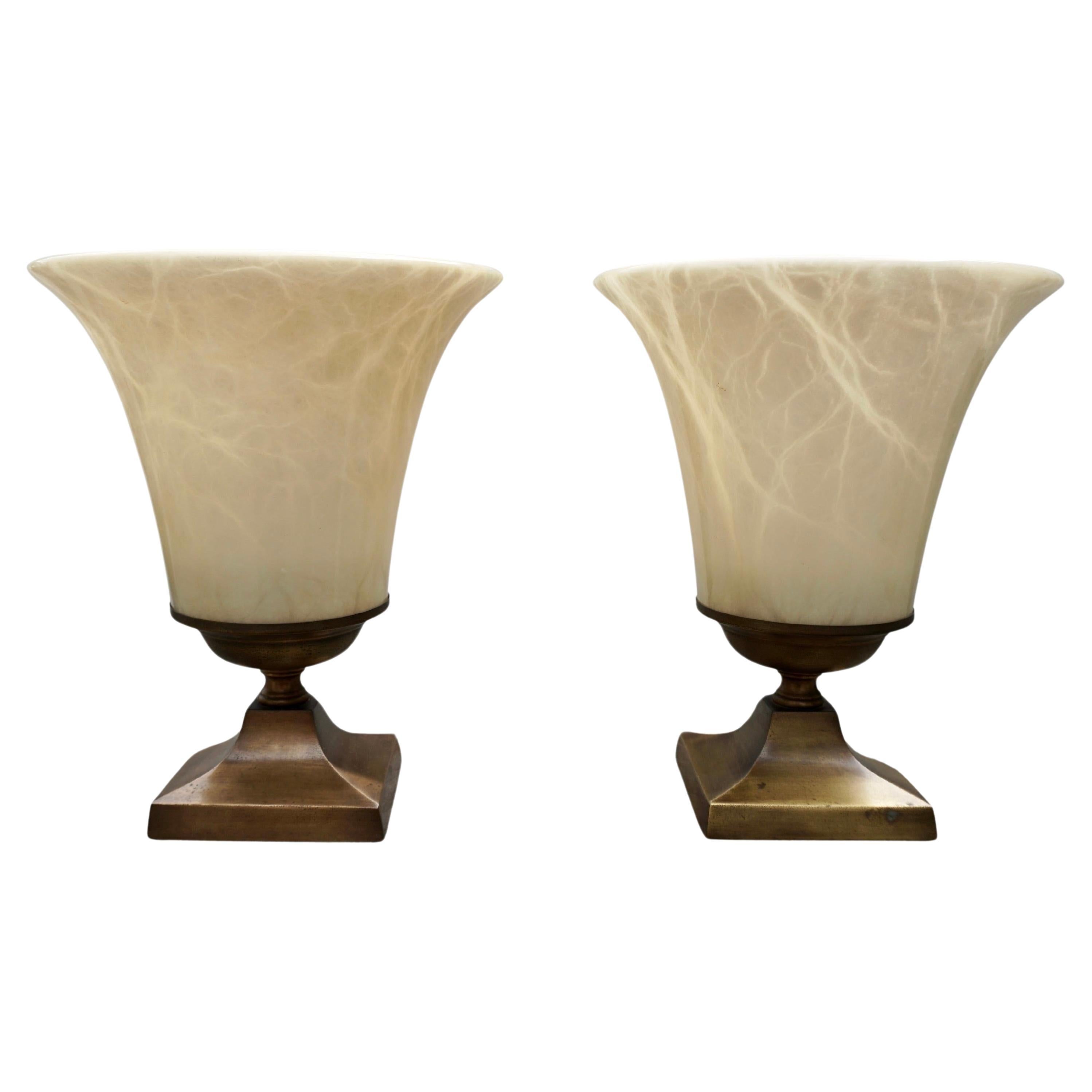 Paar italienische Alabaster Tischlampe