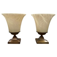 Vintage Pair Italian Alabaster Table Lamp