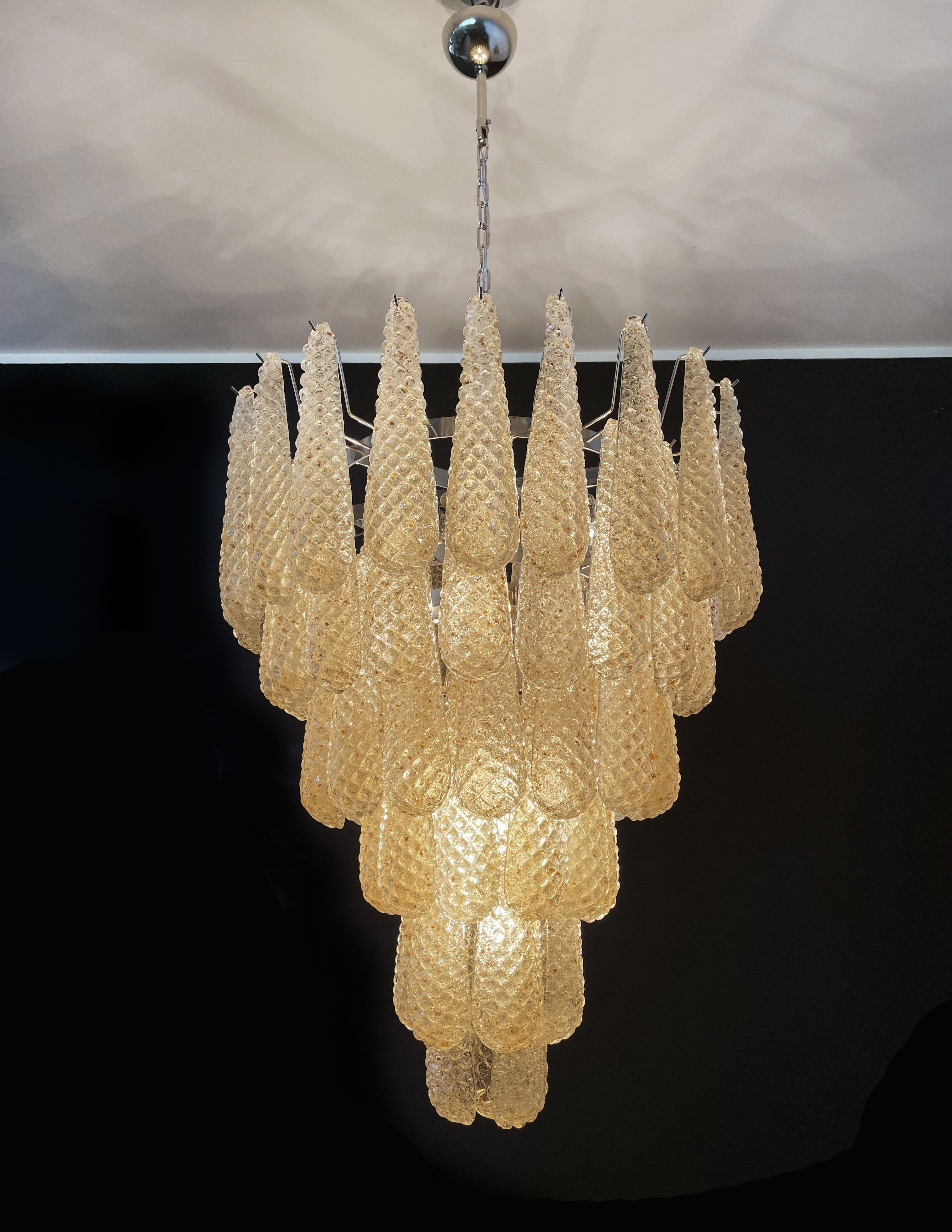 Pair Italian Amber Crystal Murano Chandelier For Sale 7