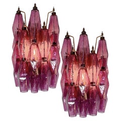 Paar italienische Amethyst-Murano-Wandleuchter