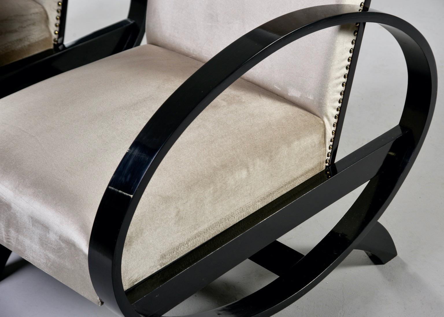Pair of Italian Art Deco Lounge Chairs 4