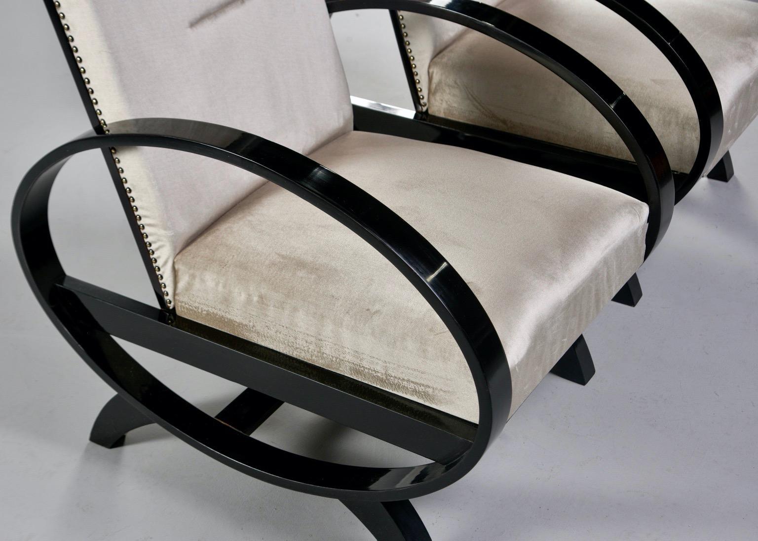 Pair of Italian Art Deco Lounge Chairs 5