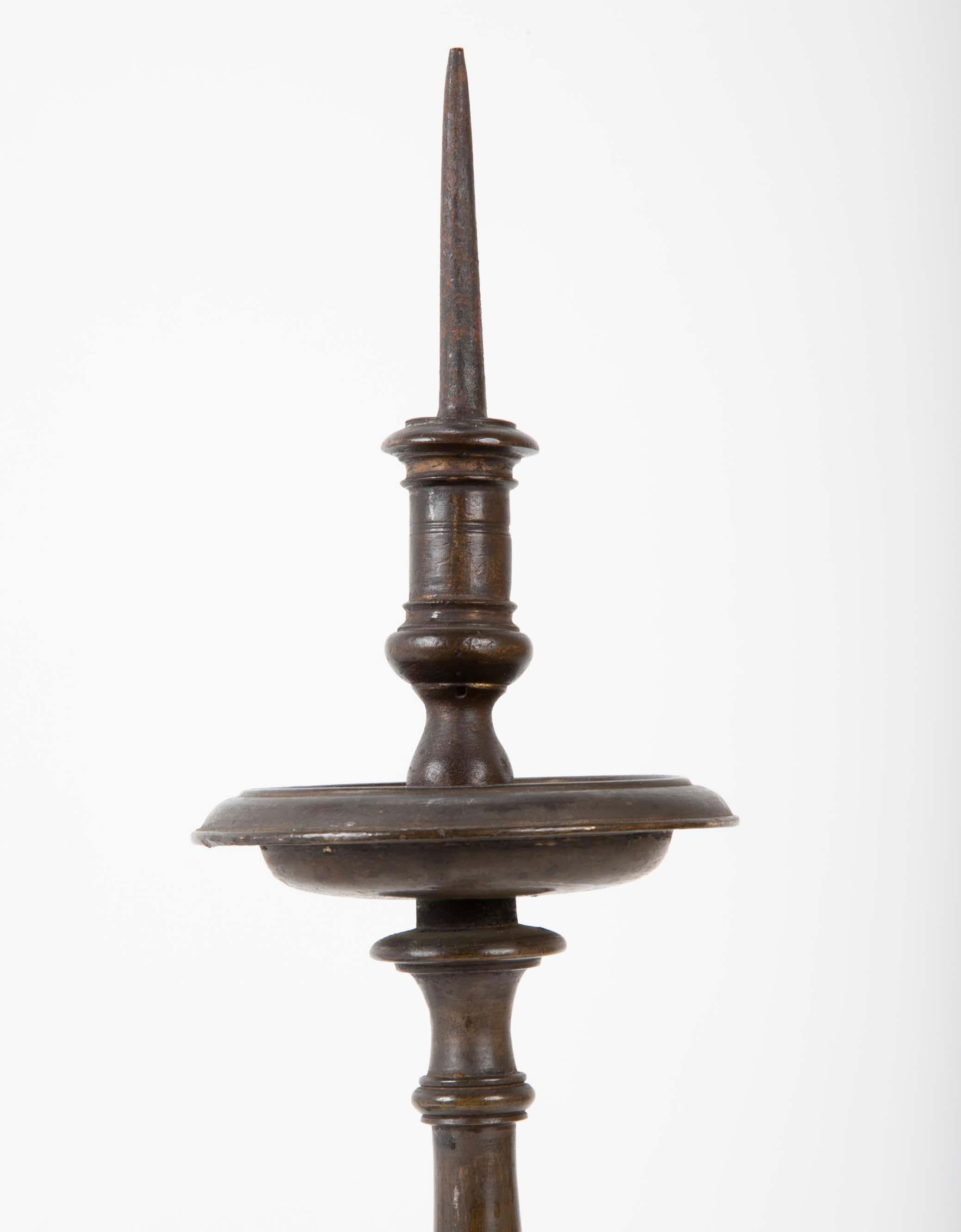 Pair of Italian Baroque Bronze Candlesticks 1