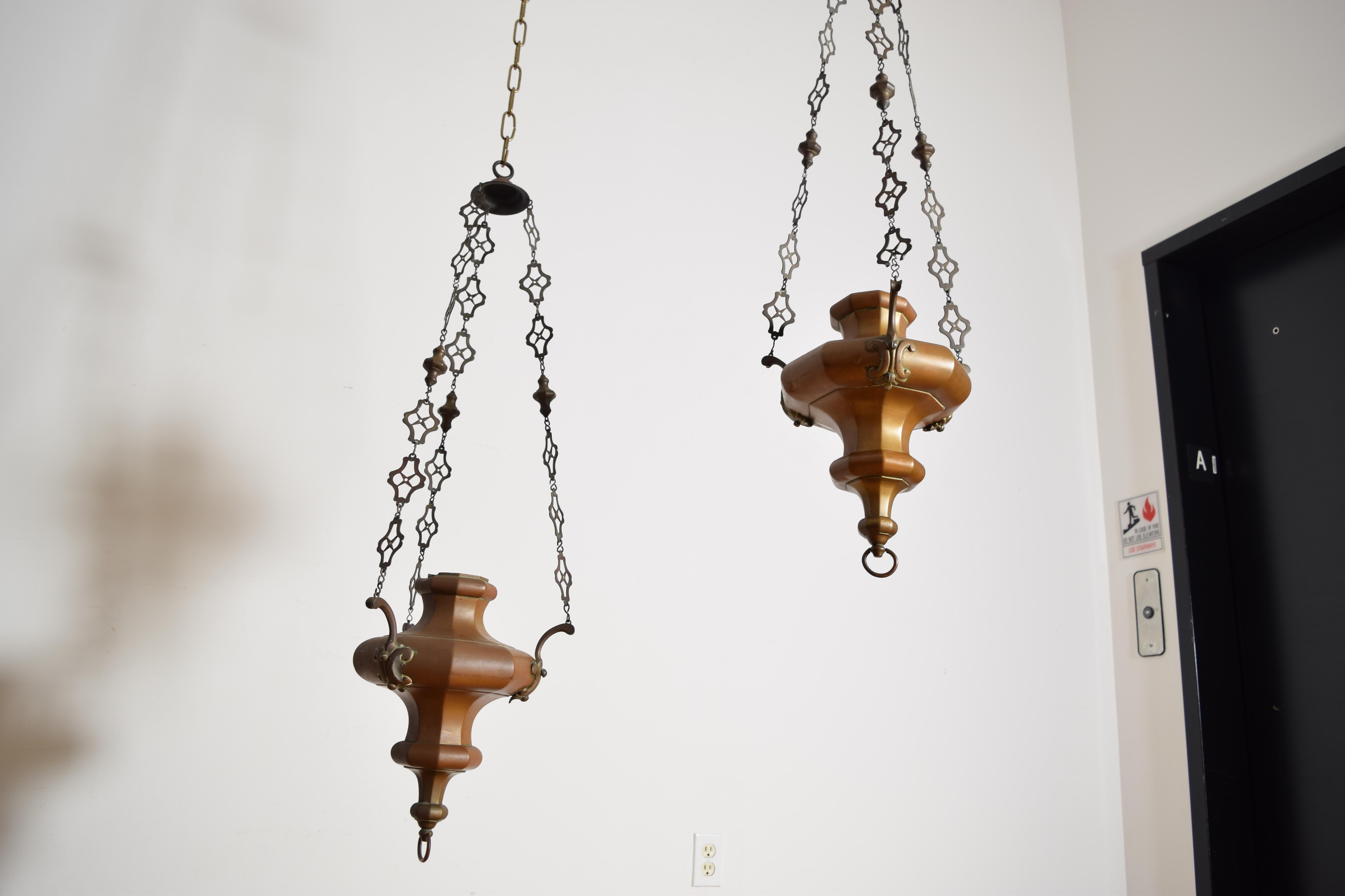 17th Century Pair Italian Baroque Period Bronze Censers, mid 17th century For Sale