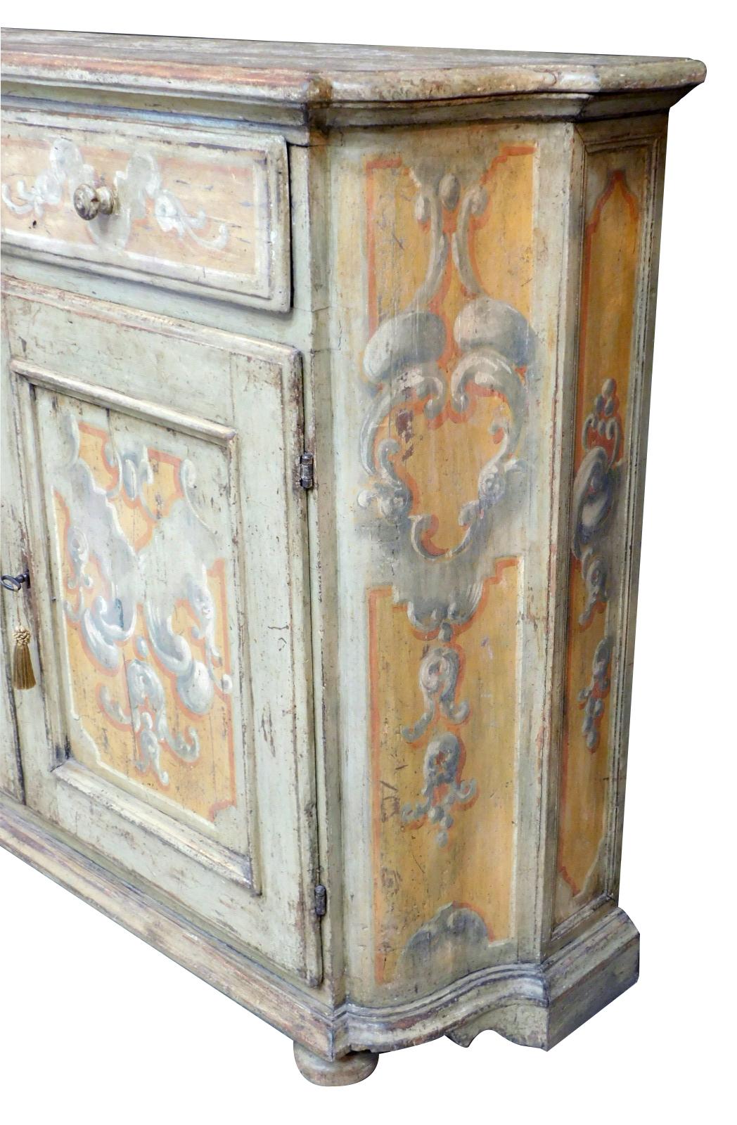 Pair of Italian Baroque Polychrome Painted Credenzas 2