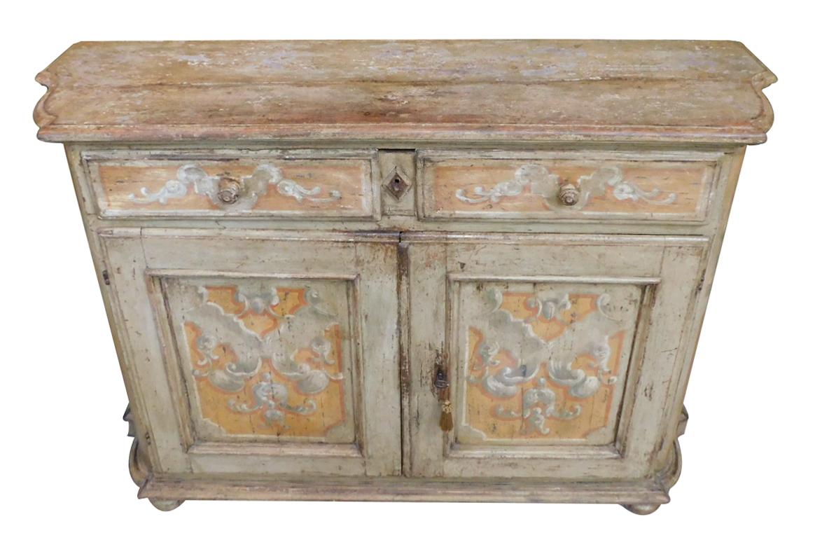 Pair of Italian Baroque Polychrome Painted Credenzas 3