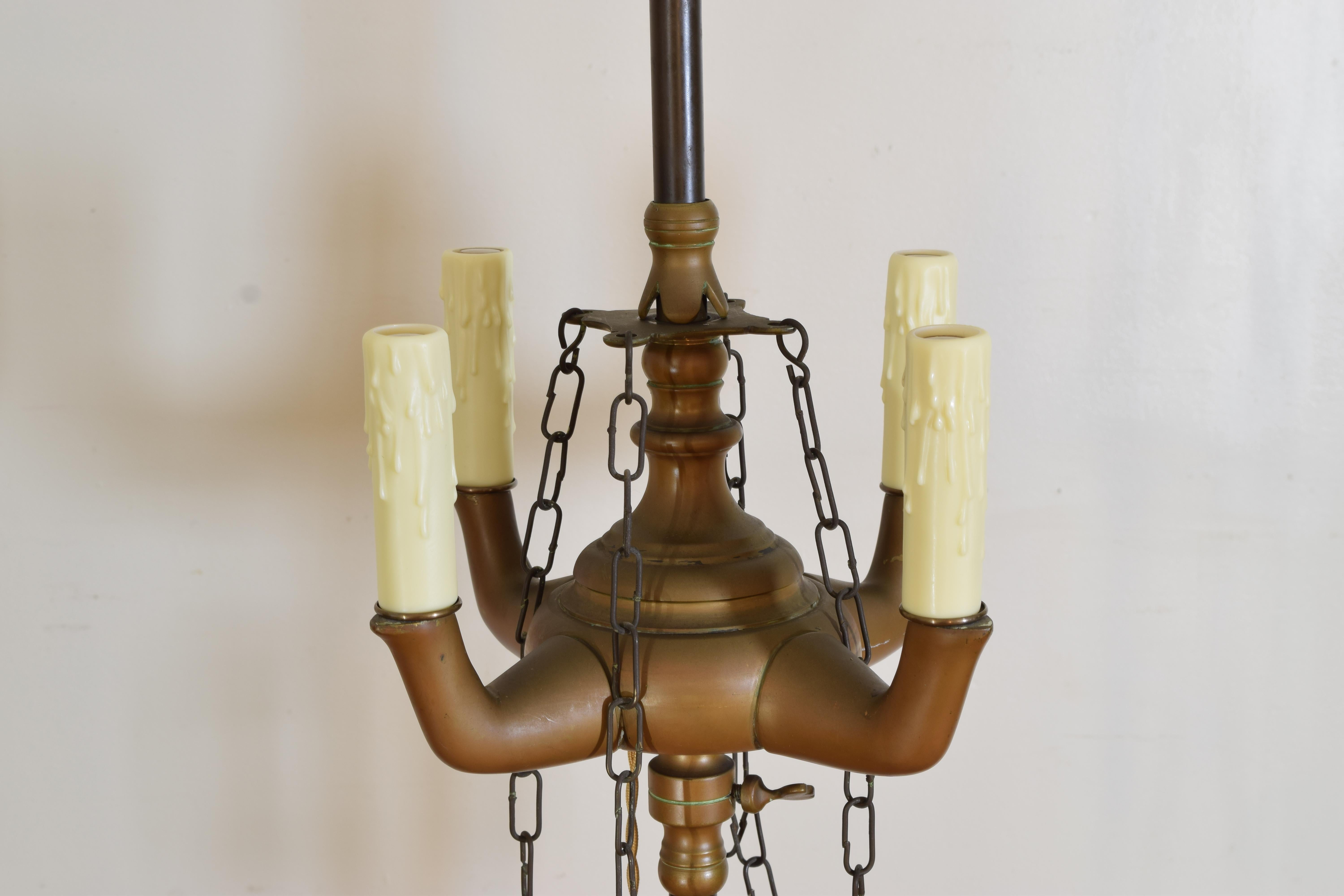 Late 19th Century Pair Italian Baroque Style Brass 4-Light Lucerne Floor Lamps, last quarter 19thc For Sale