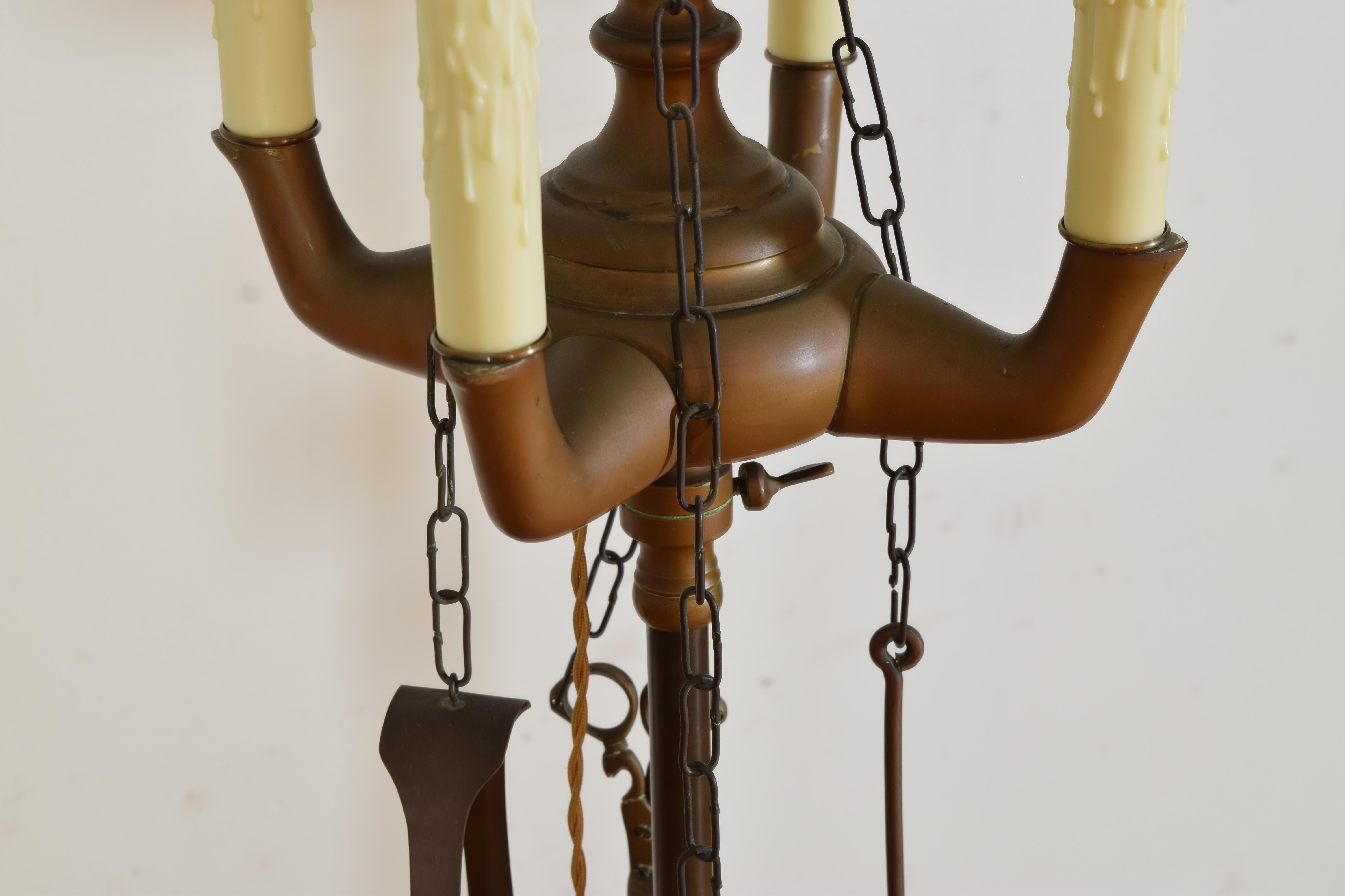 Pair Italian Baroque Style Brass 4-Light Lucerne Floor Lamps, last quarter 19thc For Sale 3