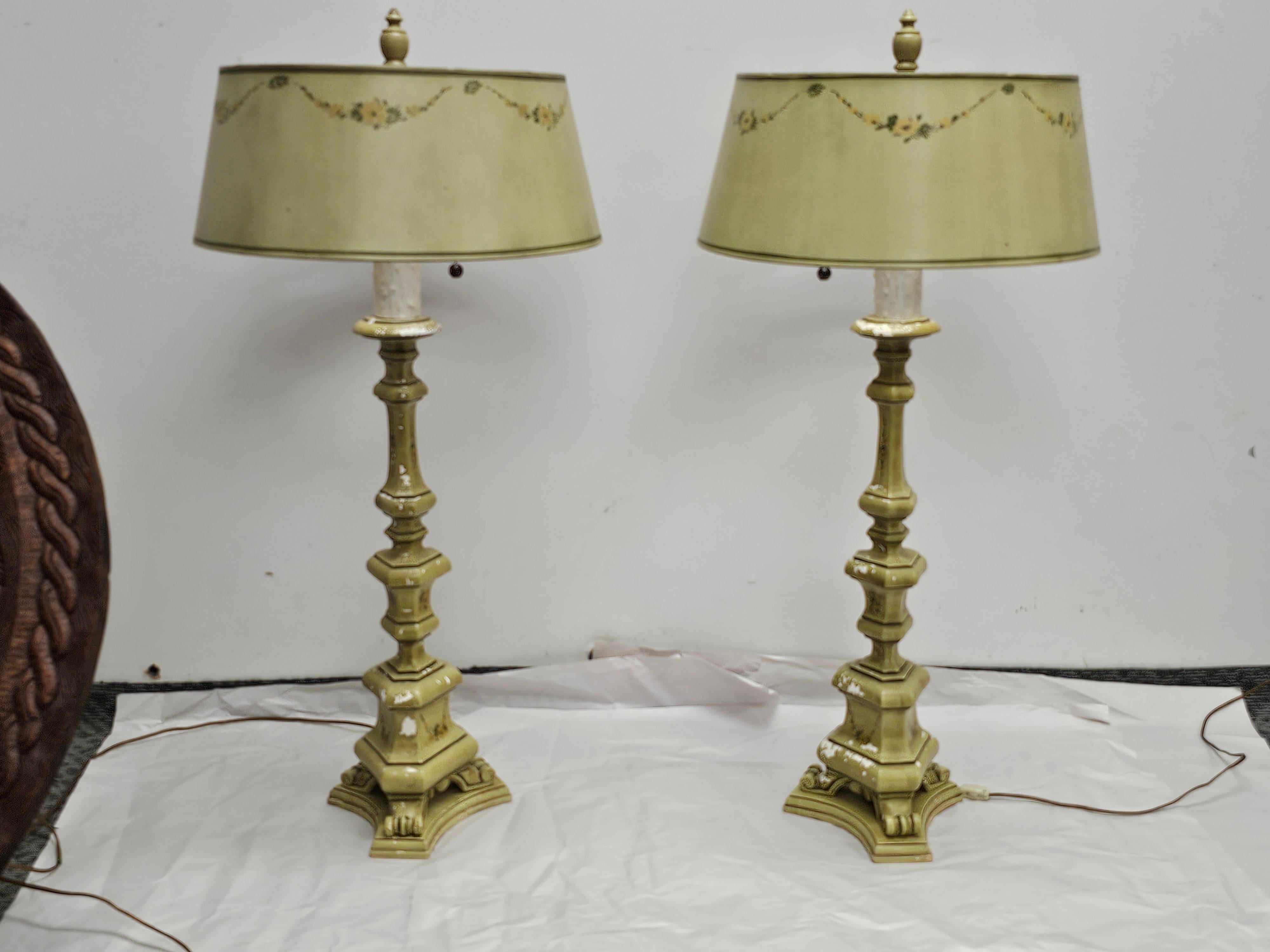 Paar handbemalte italienische Pricket-Kerzenständer im Barockstil im Angebot 2