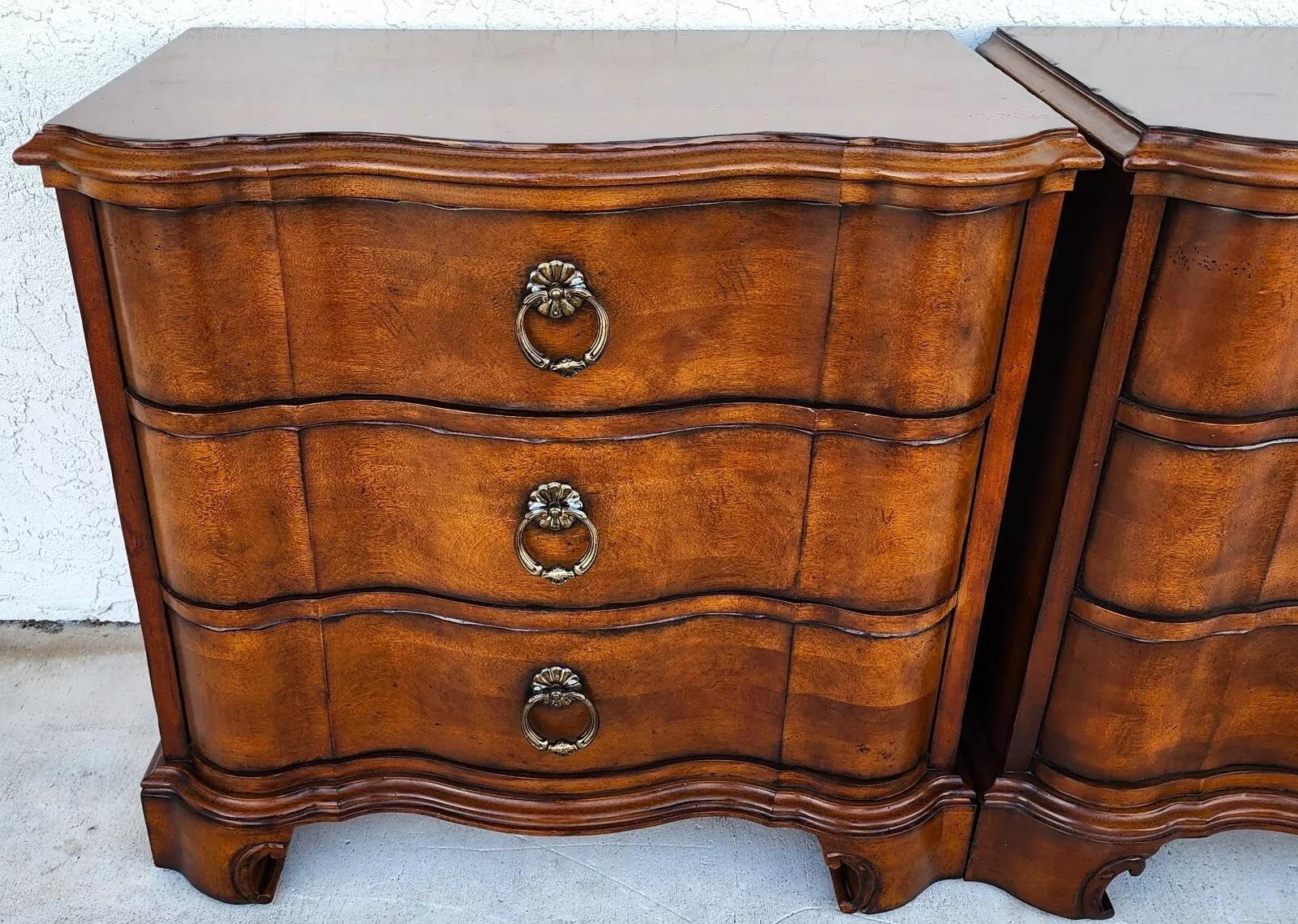 Pair Italian Bedside Chests Nightstands by CENTURY FURNITURE In Good Condition For Sale In Lake Worth, FL