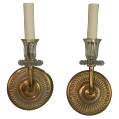 Pair Italian Brass and Glass Sconces