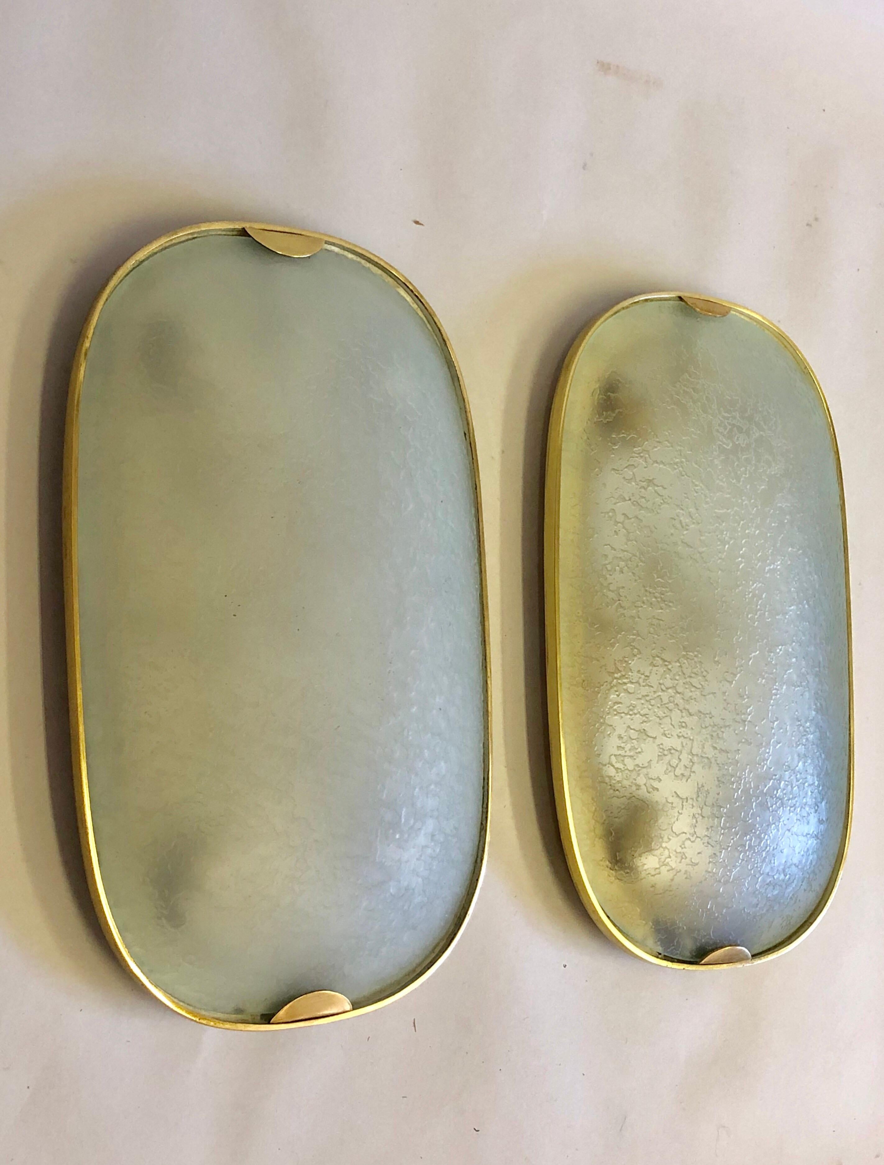Mid-Century Modern Pair of Brass and Glass Flush Mounts / Sconces by Max Ingrand for Fontana Arte