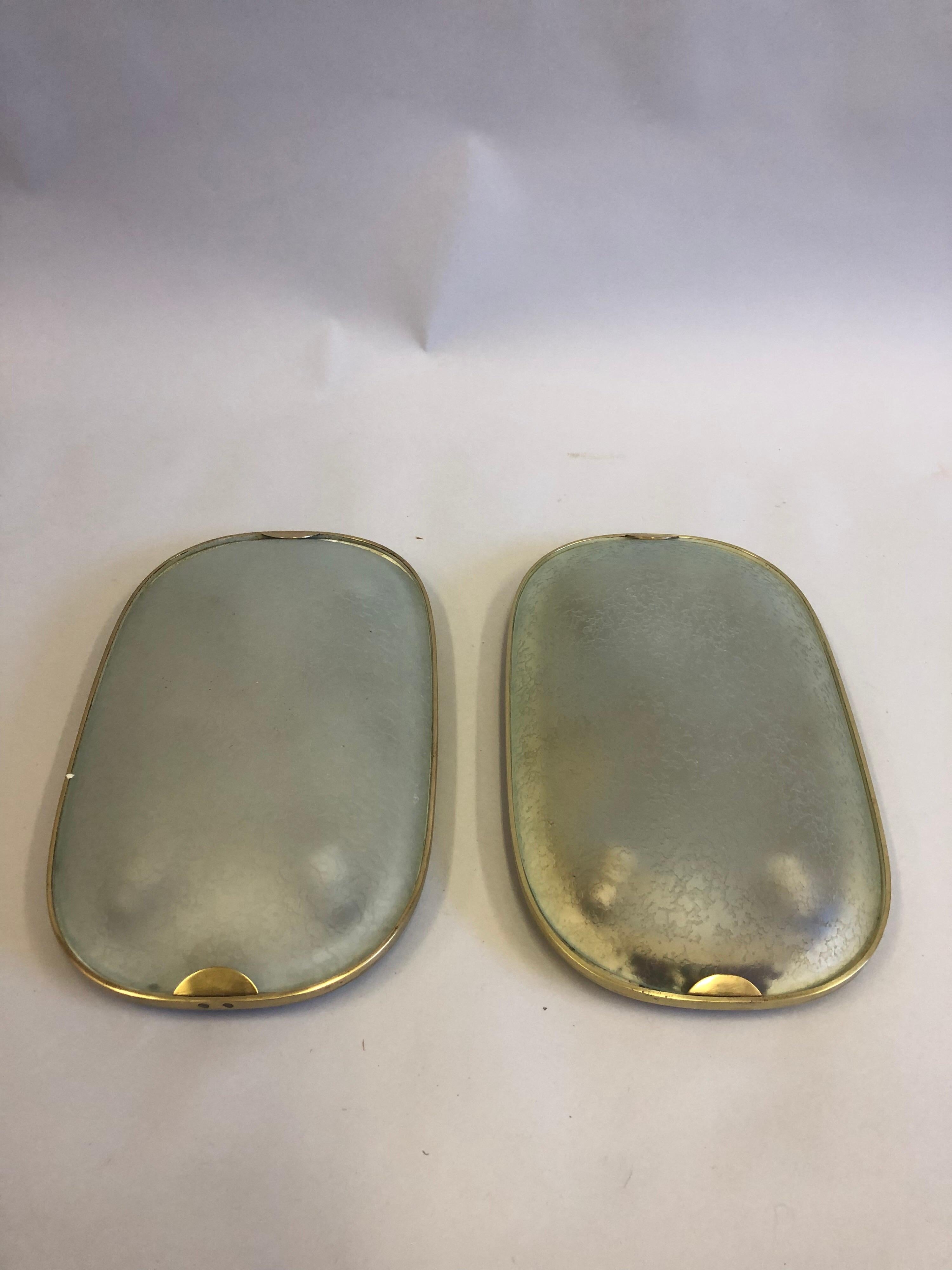 Pair of Brass and Glass Flush Mounts / Sconces by Max Ingrand for Fontana Arte In Good Condition In New York, NY