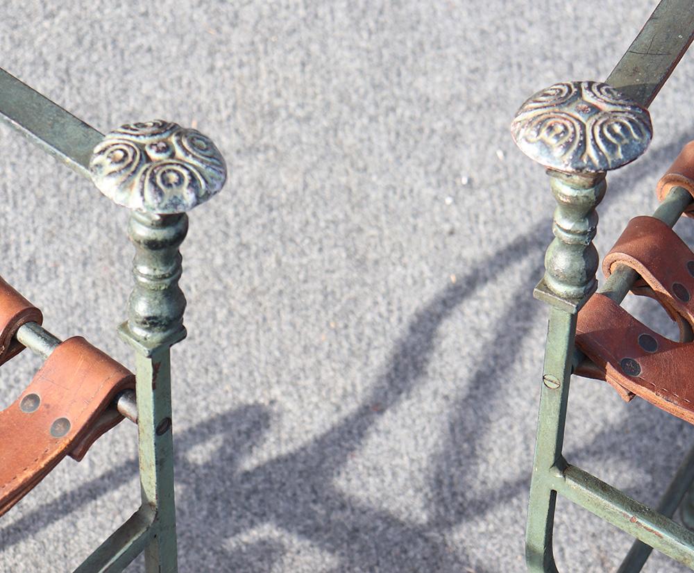 Pair of Italian Bronze and Iron Dante Savonarola Chairs 1