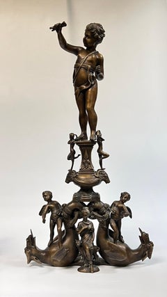 Pair Italian Bronze Chenets in Renaissance Style